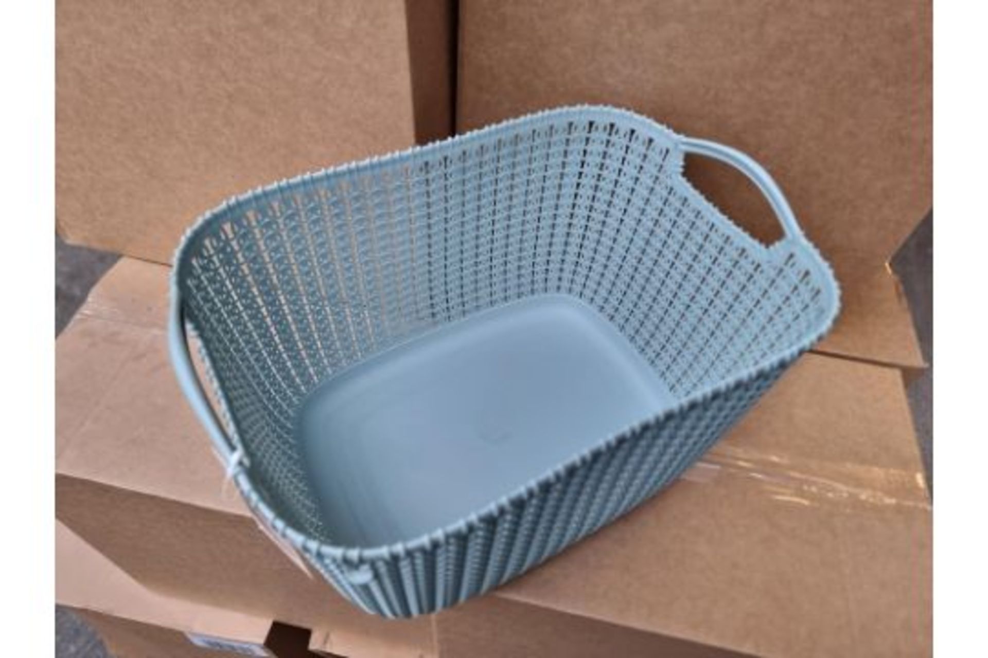 PALLET TO CONTAIN 100 X NEW PACKAGED Curver Knit Rectangular Storage Basket - 19 Litres, Misty Blue. - Image 3 of 3