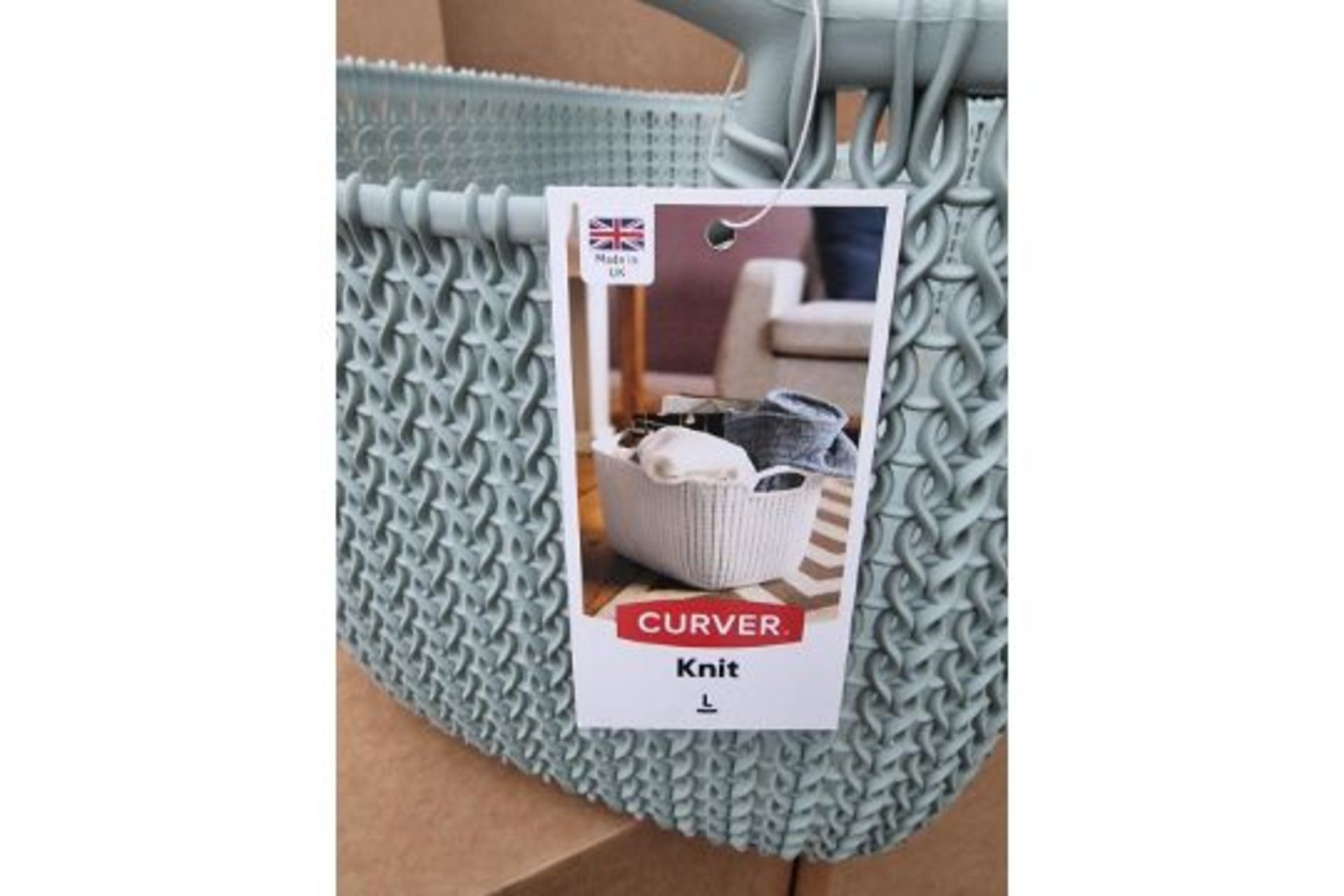 PALLET TO CONTAIN 100 X NEW PACKAGED Curver Knit Rectangular Storage Basket - 19 Litres, Misty Blue. - Image 2 of 3