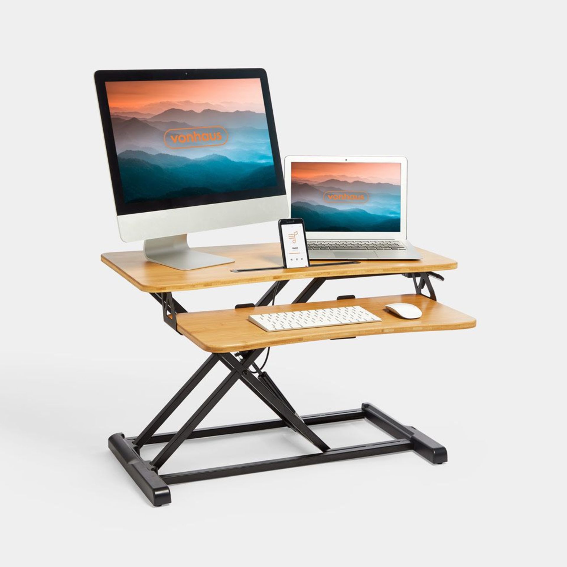 Wooden Rising Sit Stand Desk Workstation. Upgrade your home office workstation today and