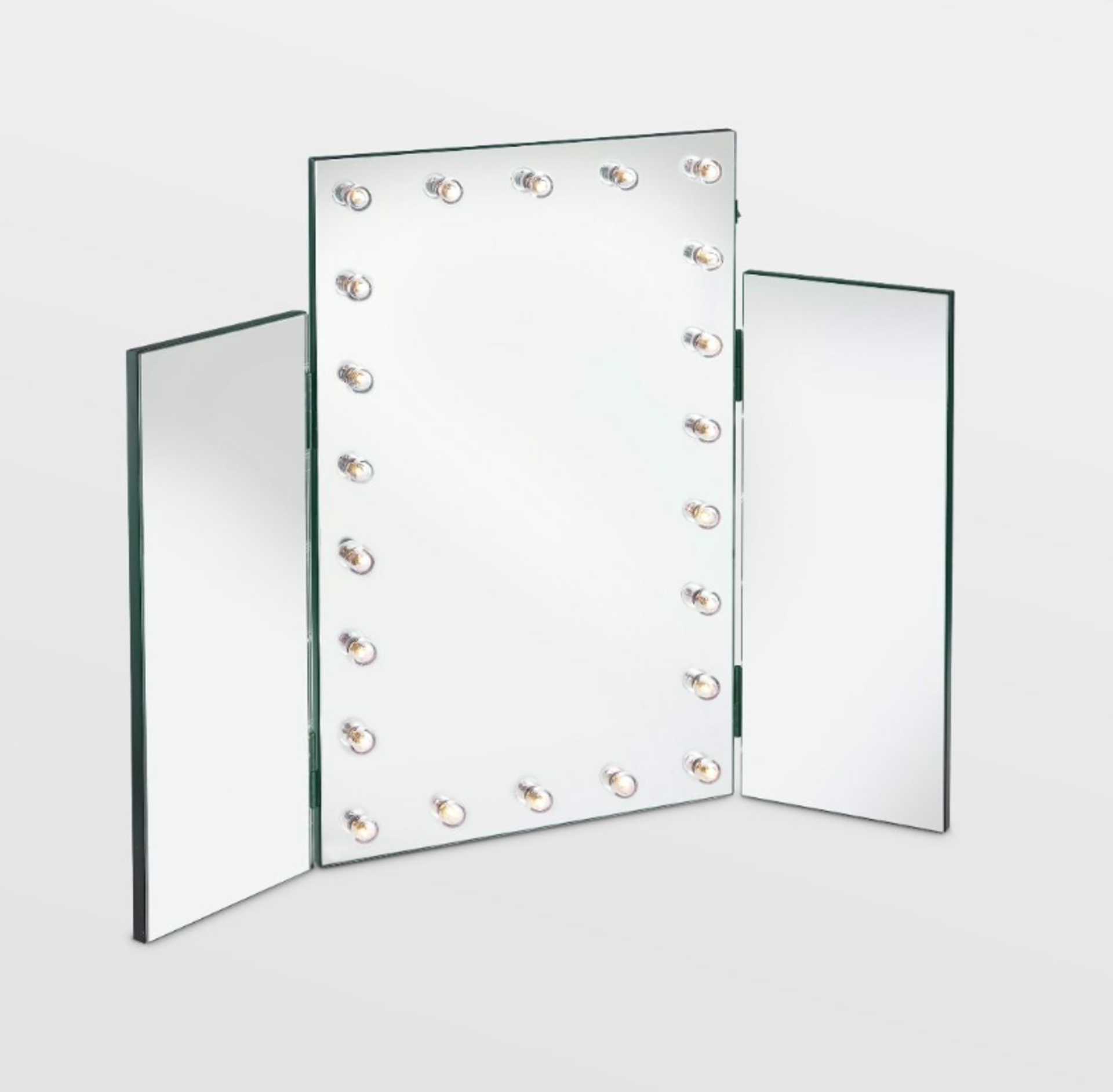 Trifold Mirror with Warm LED Lights. Recreate classic Hollywood glamour with the Beautify Tri-Fold