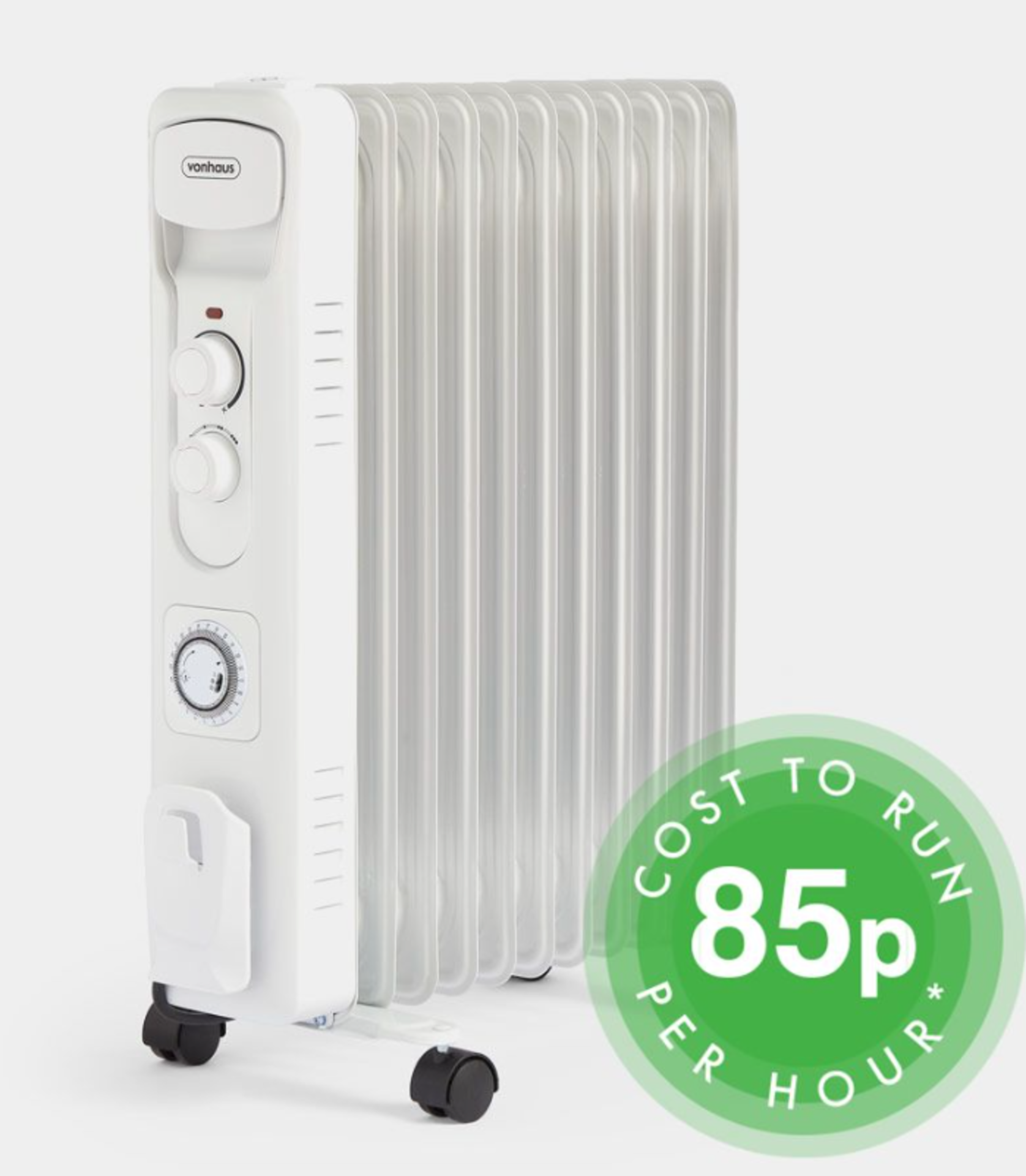11 Fin 2500W Oil Filled Radiator - White. The high-performance luxury 2500W Oil Filled Radiator is a