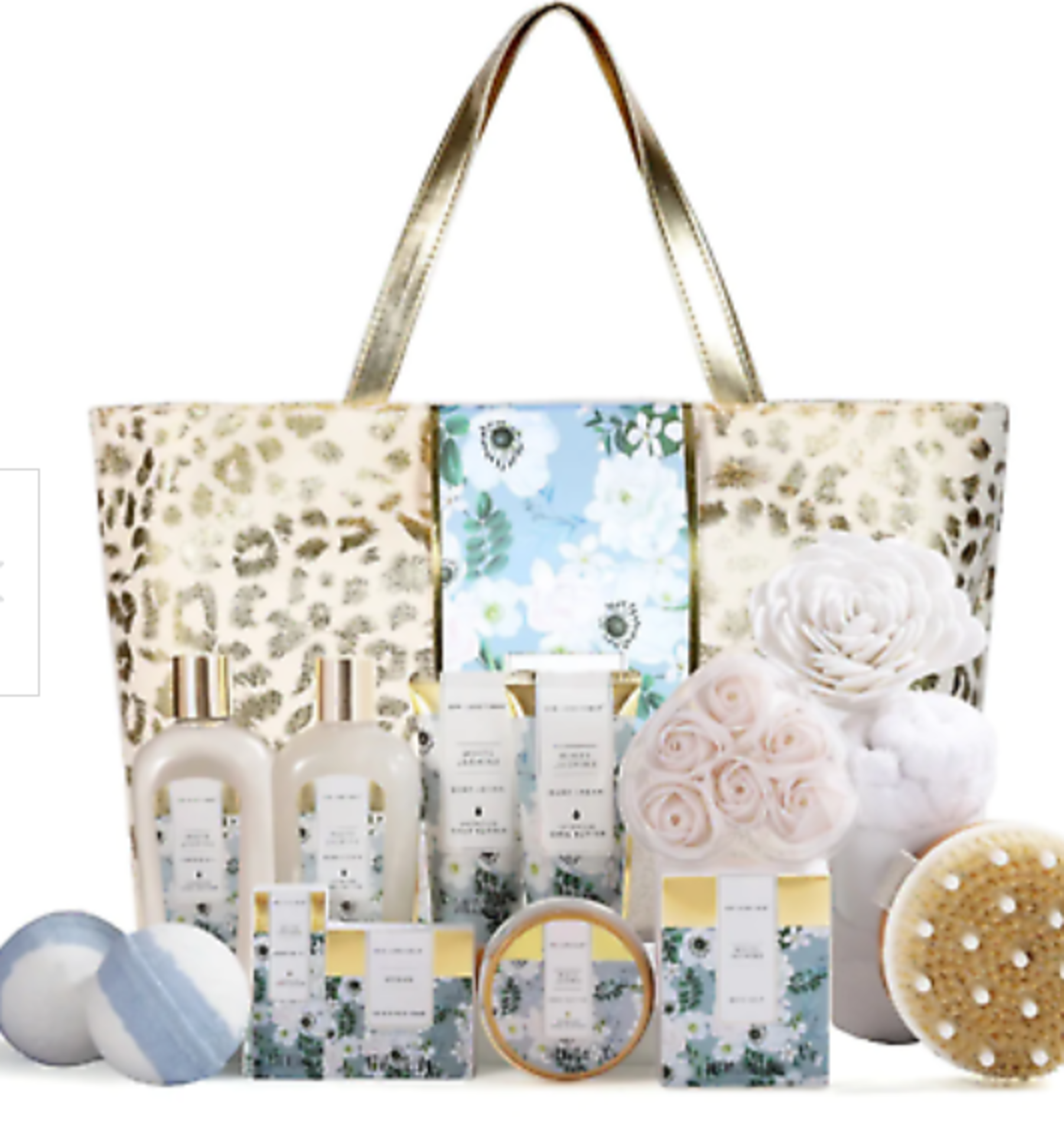 4 X NEW PACKAGED Body & Earth White Jasmine Fashion Bath Set Tote. (SPA-BP-03) 15 Pcs Bath Spa