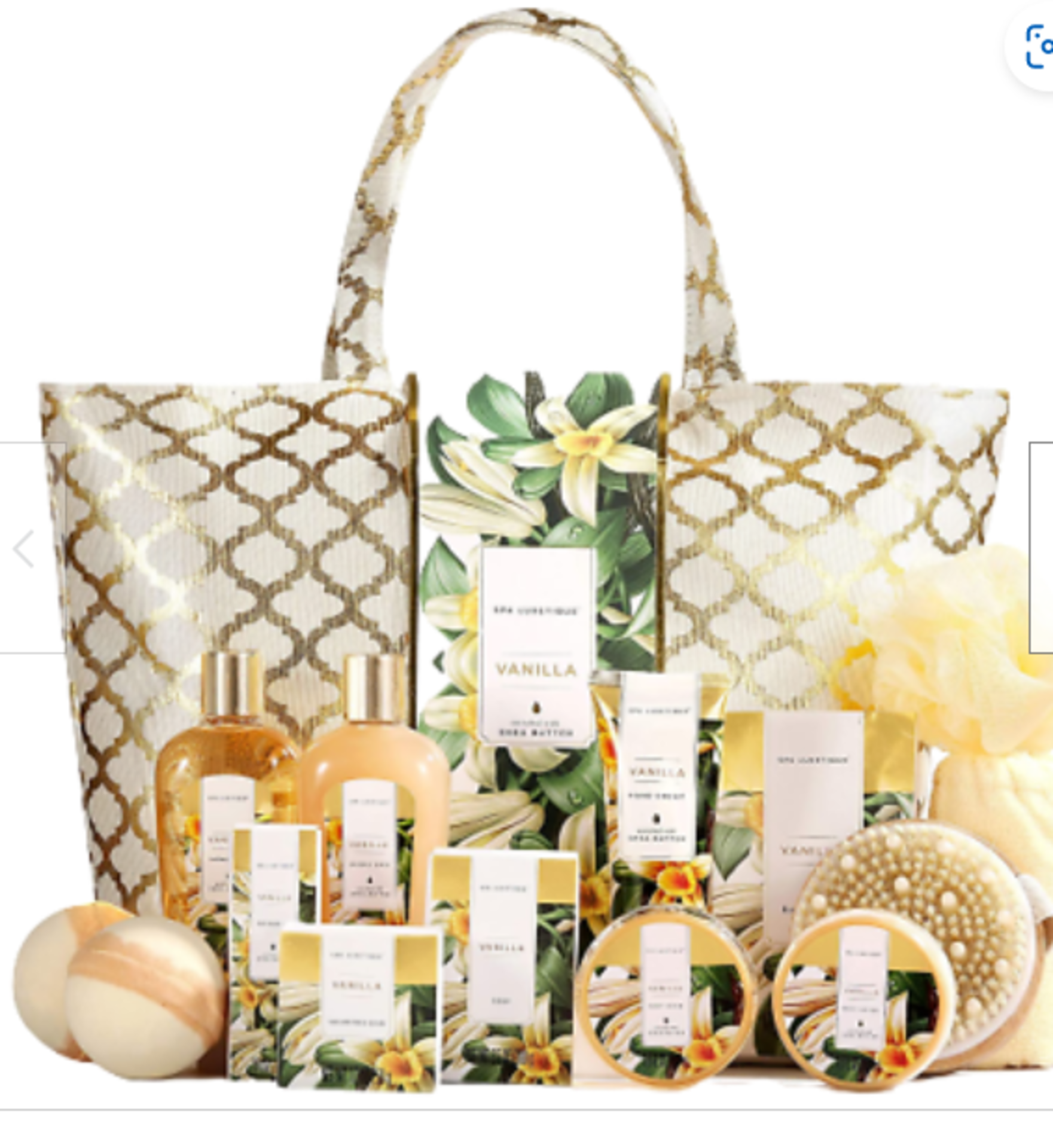 PALLET TO CONTAIN 36 x NEW PACKAGED Vanilla Fashion Bath Set Tote. (SPA-1-VAN-1). Natural Bath Spa