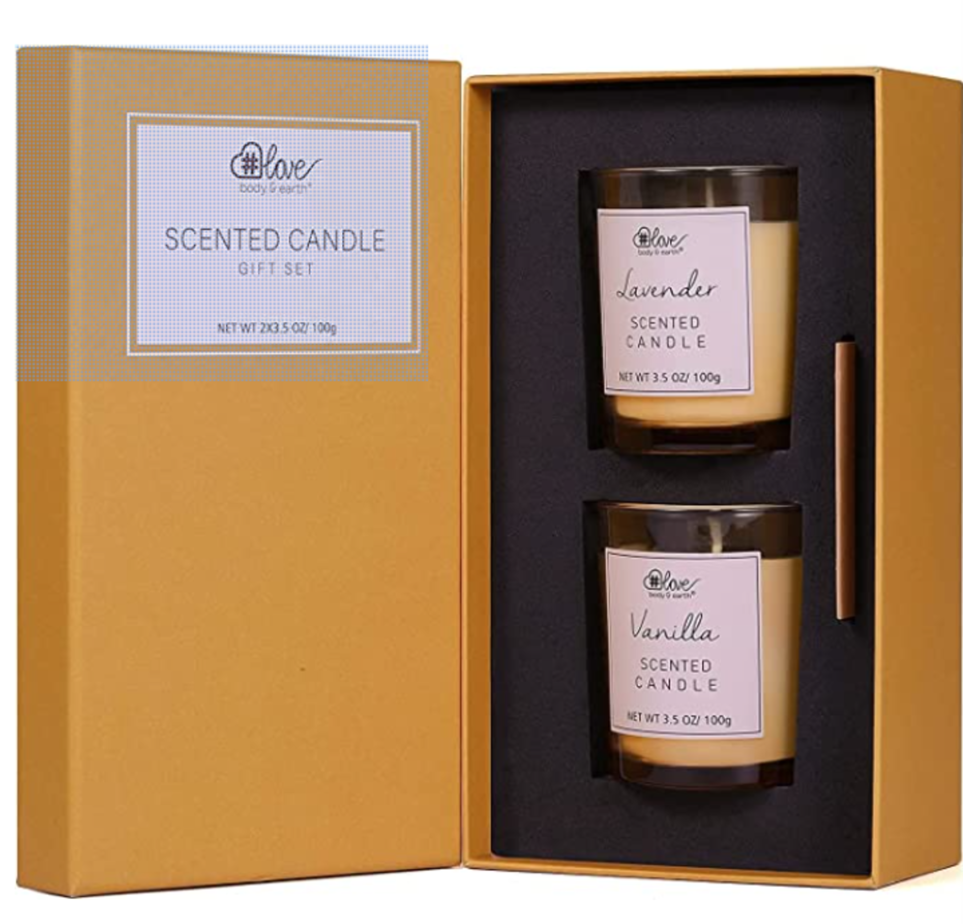 TRADE LOT 96 X NEW BOXED SETS OF 2 Body & Earth - Scented Candles Gift Set - Aromatherapy Candles