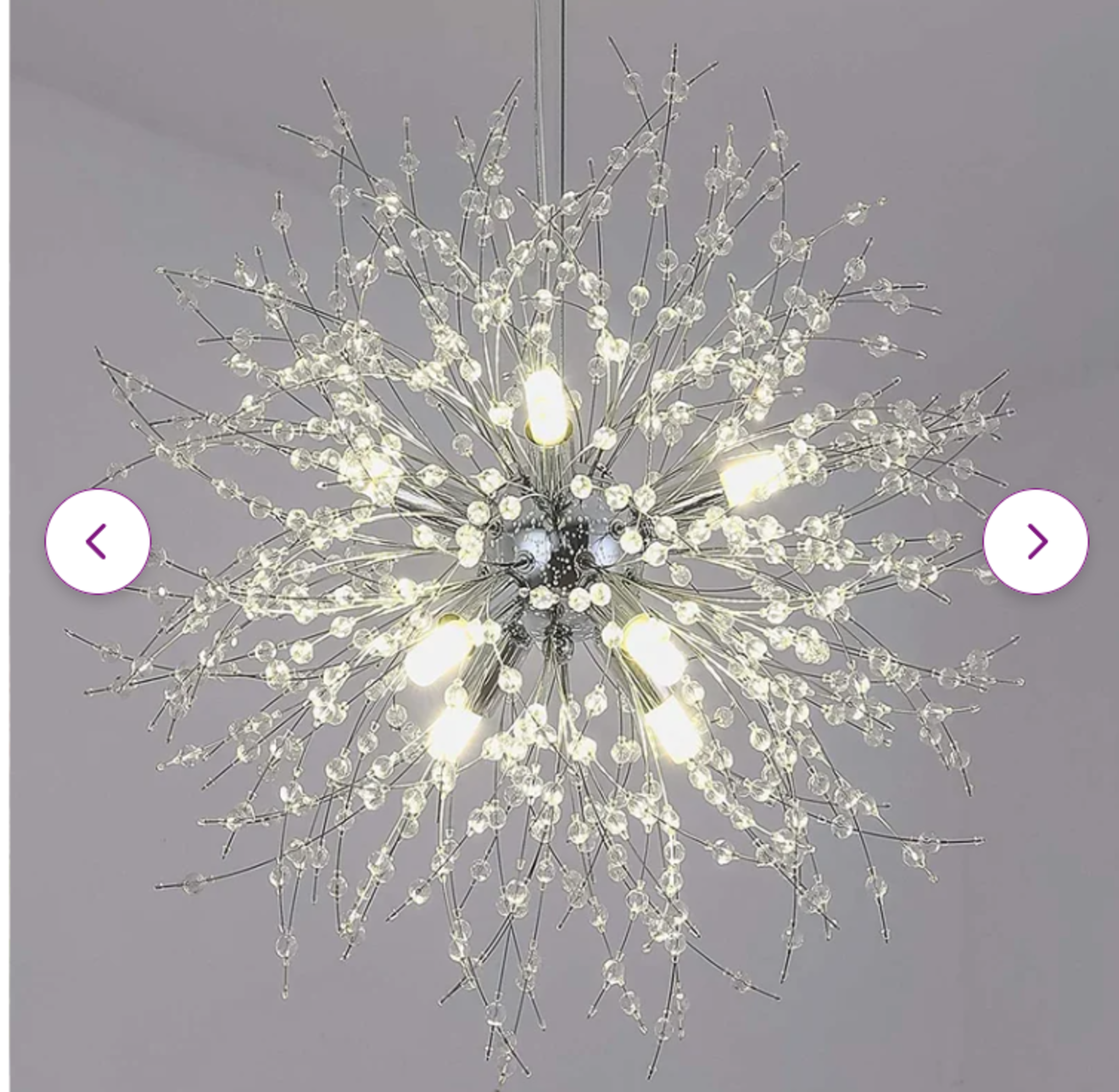 Dandelion 8-Light Crystal Chandelier. The modern crystal chandelier adopts a dandelion branch - Image 2 of 2