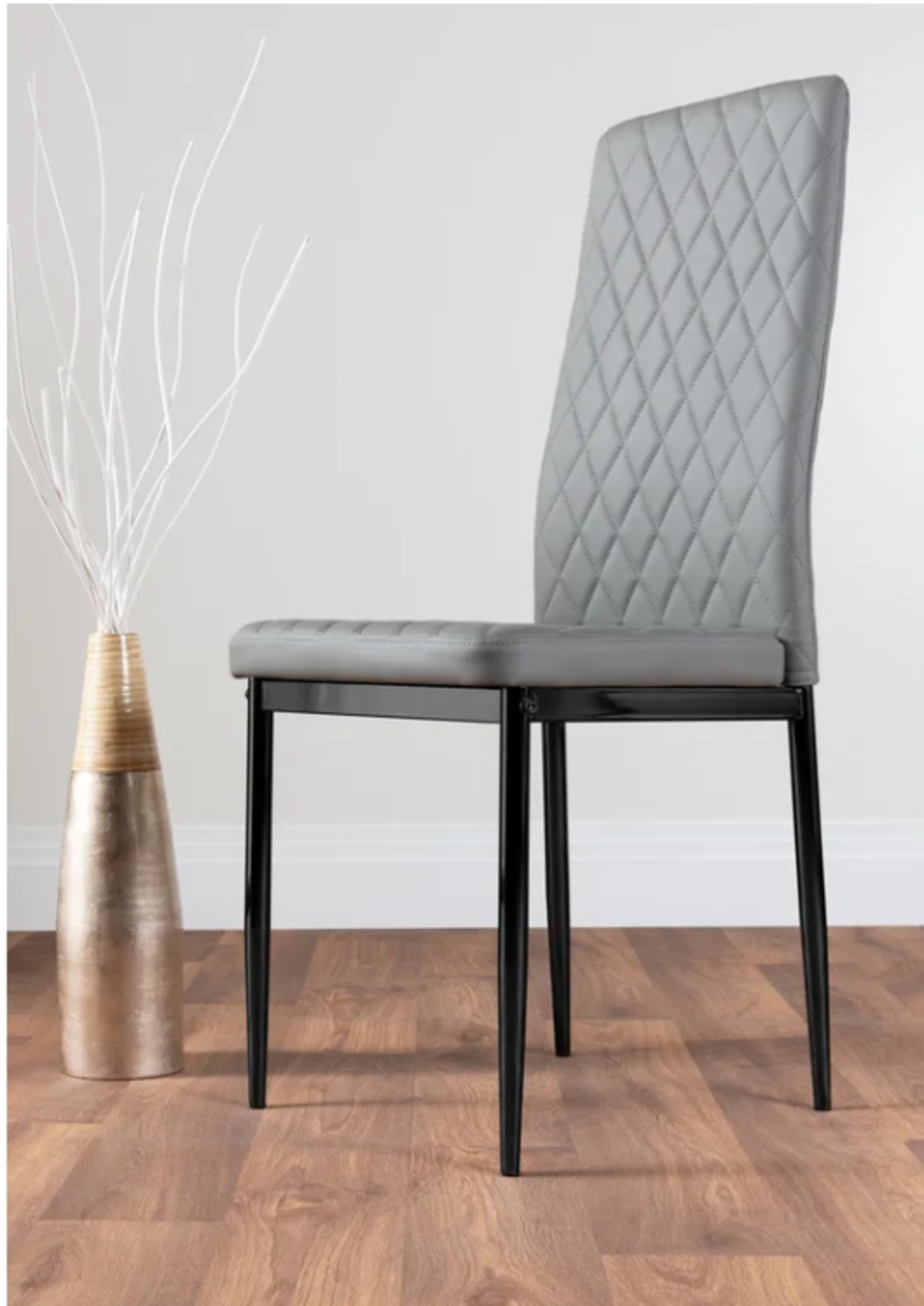 Chowchilla Faux Leather Modern Tall Back Dining Chairs Set with Metal Legs & Diamond Stitching set