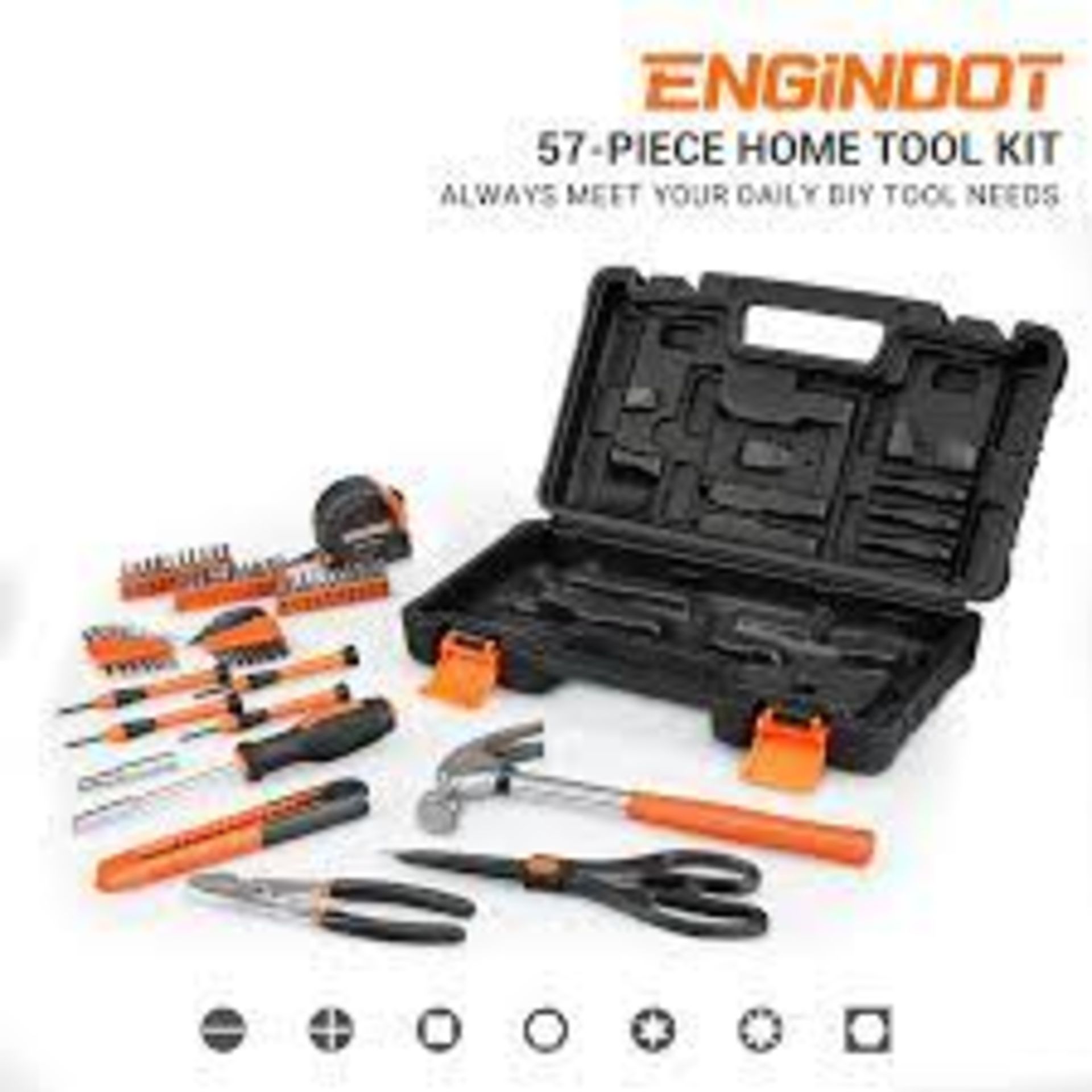 4 X NEW BOXED ENGiNDOT Home Tool Kit, 57-Piece Basic Tool kit with Storage Case. (ROW 10) HANDY - Image 2 of 2