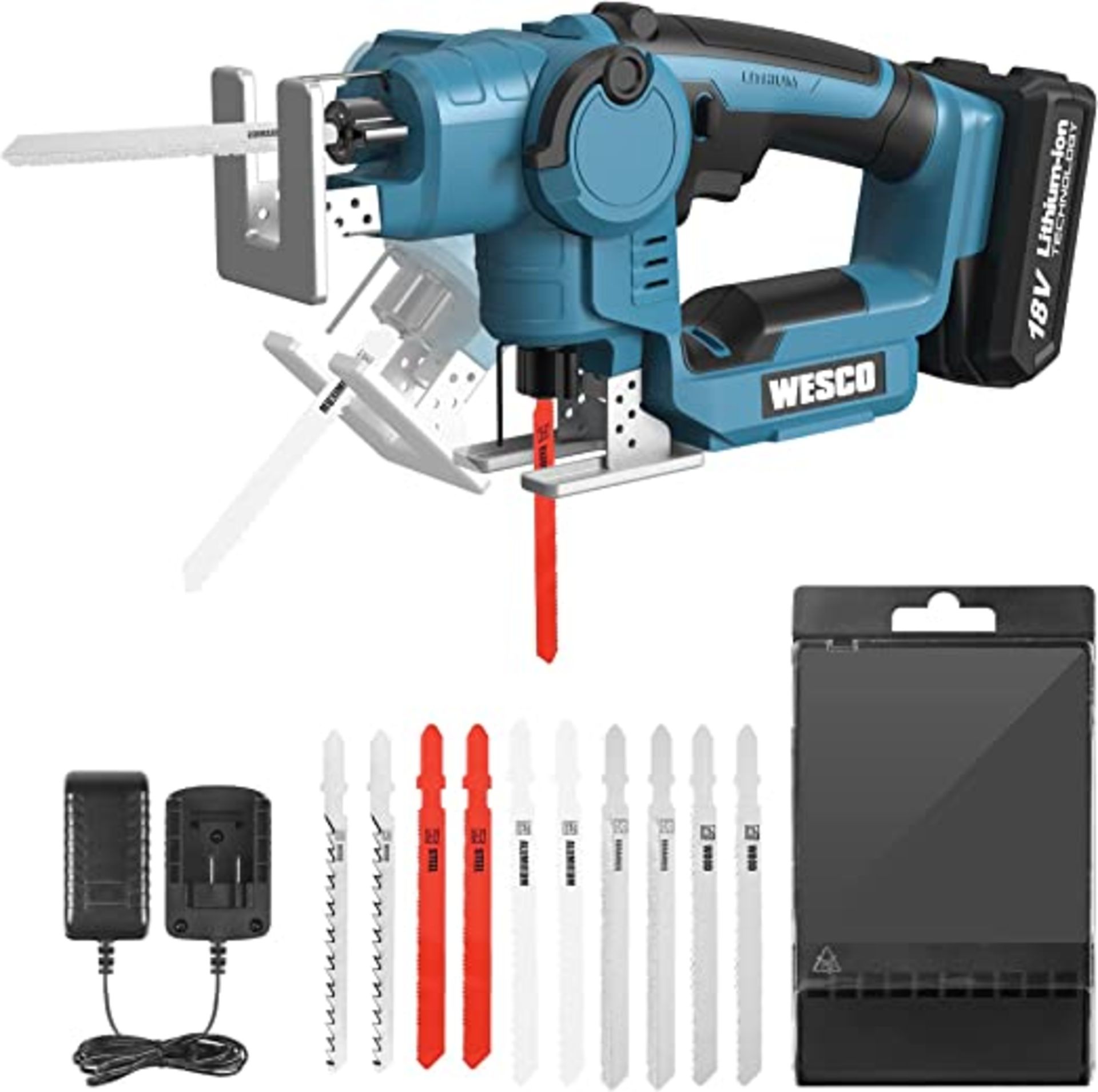 New Boxed WESCO 18v Electric Saw, 2500SPM Jigsaw Tool, Electric saws to Cut Wood, Cordless Jigsaw