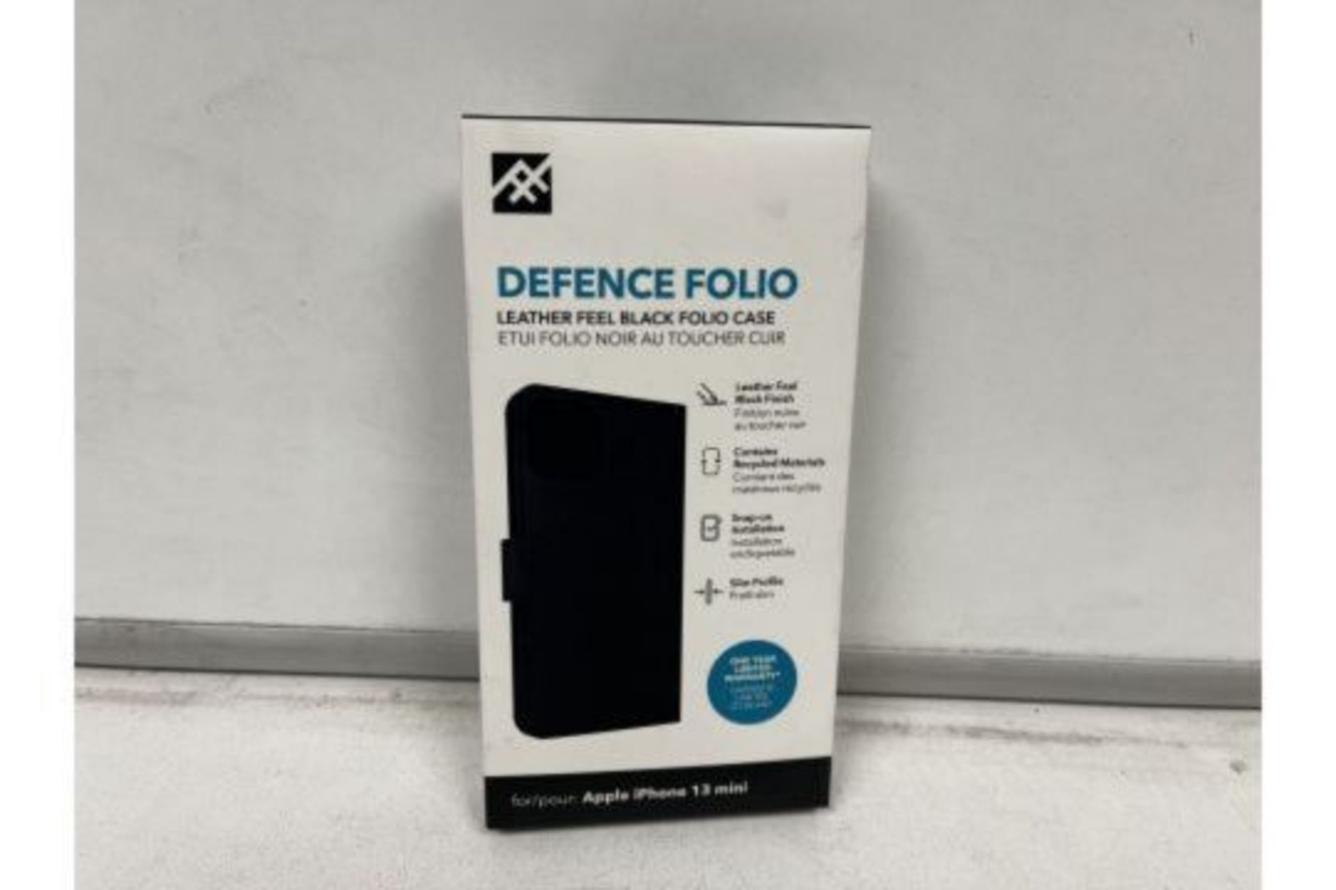48 X NEW BOXED DEFENCE FOLIO LEATHER FEEL BLACK FOLIO CASES FOR APPLE iPHONE 13 MINI. ROW16RACK
