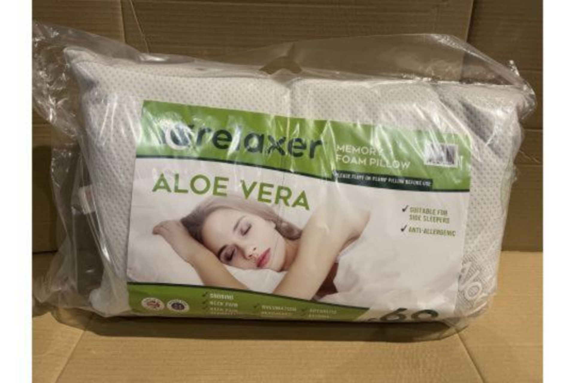 2 X BRAND NEW RELAXER ALOE VERA MEMORY FOAM PILLOWS RRP £69 EACH PW