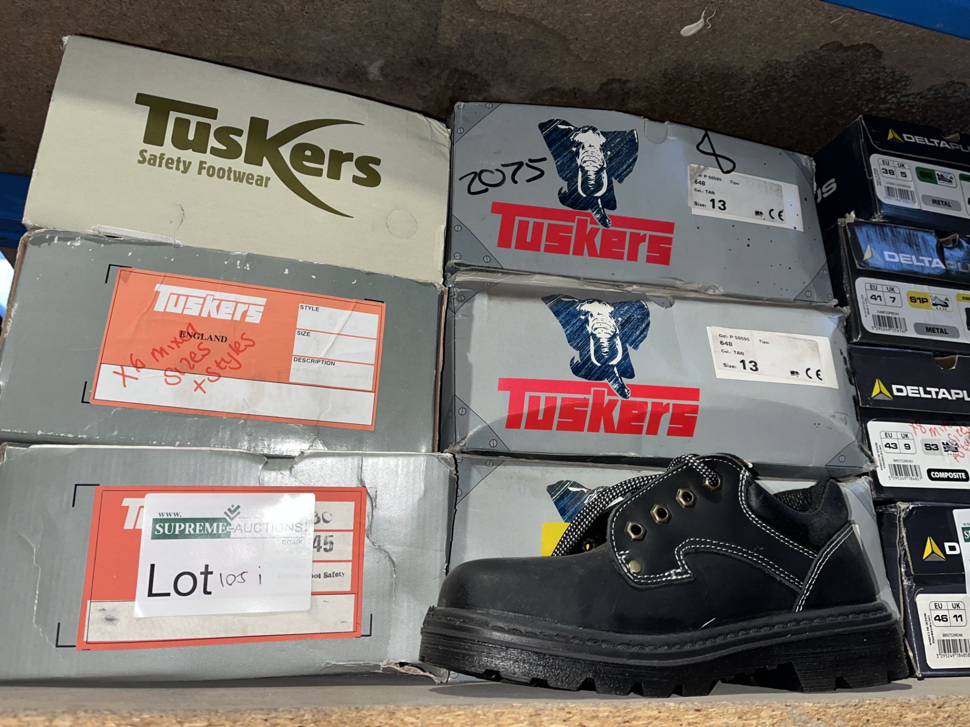 6 X BRAND NEW TUSKERS WORK BOOTS IN VARIOUS STYLES AND SIZES S1-35