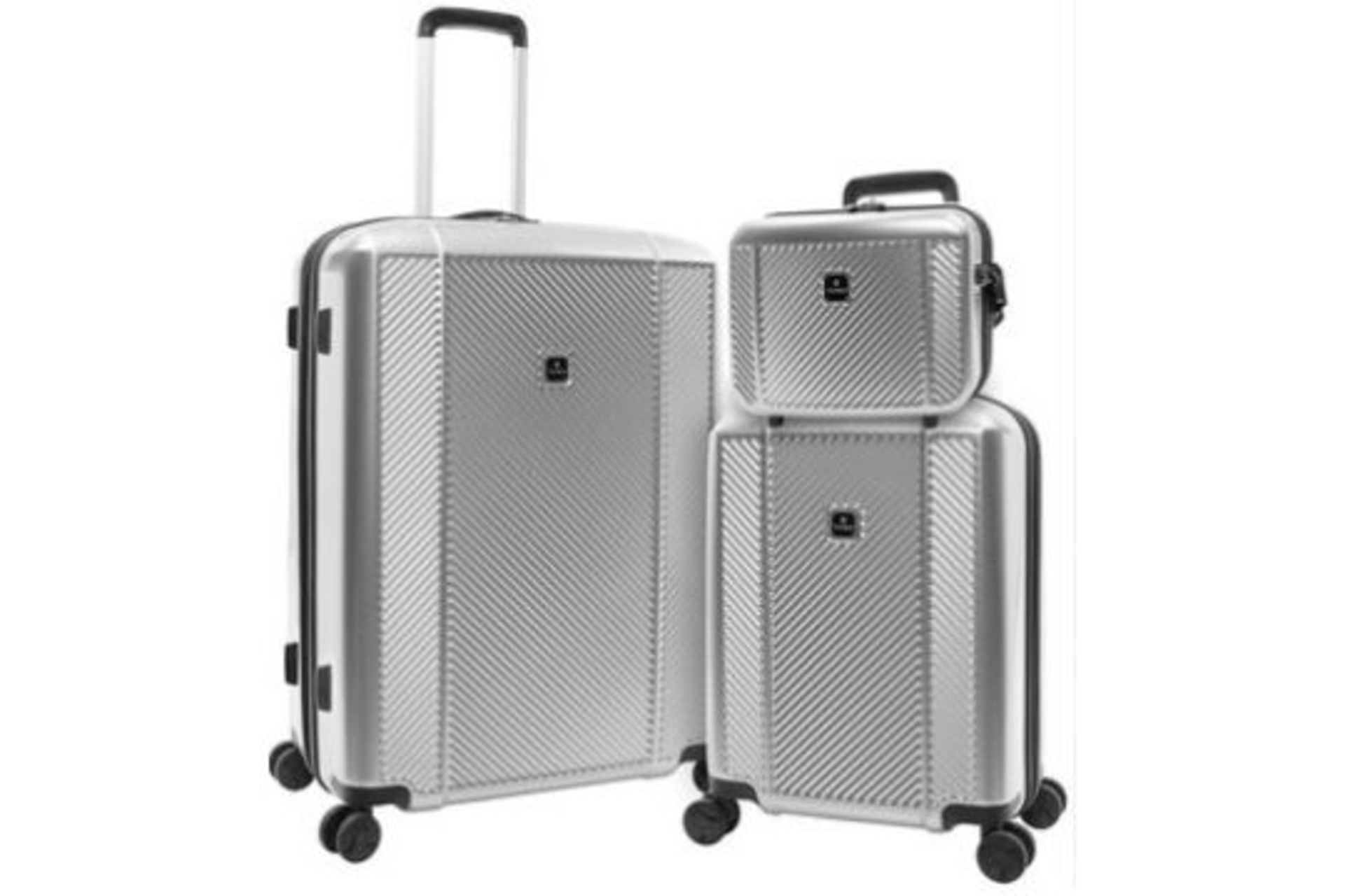 Pallet To Contain 16 x New Boxed 3 Piece Sets of TAG Spectrum Hardside Luggage Set. (SILVER). RRP £