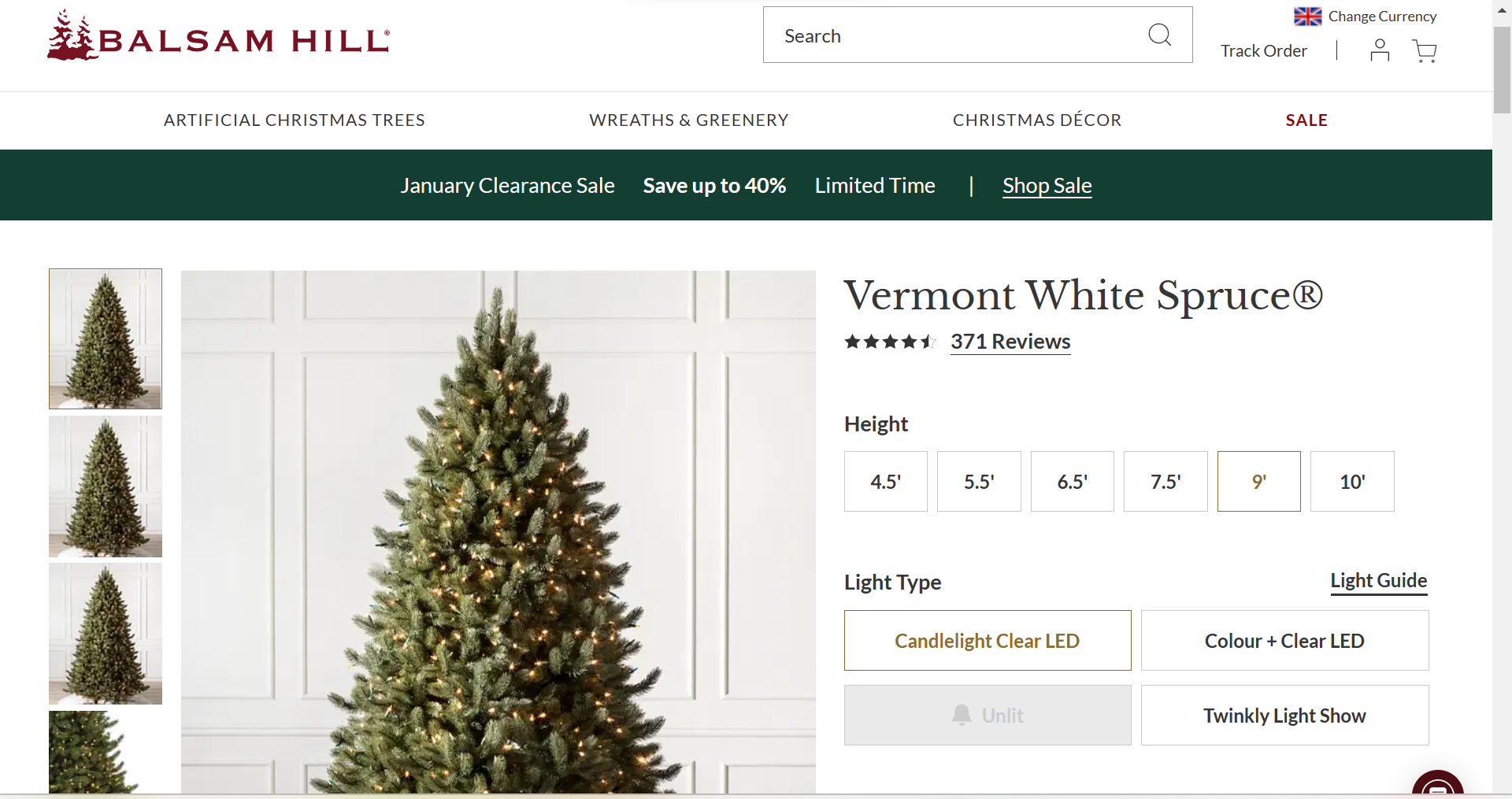BH (The worlds leading Christmas Trees) Vermont White Spruce 9ft with LED Clear Lights. RRP £1,649. - Image 2 of 2