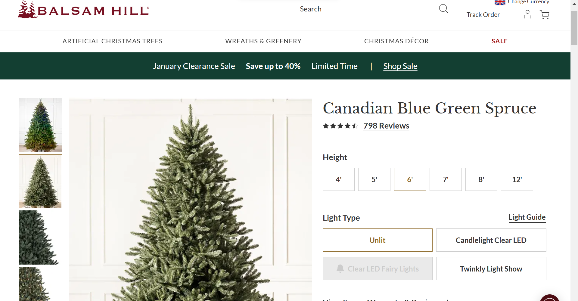 BH (The worlds leading Christmas Trees) Canadian Blue Green Spruce Unlit Tree. RRP £459.00. Add - Image 2 of 2