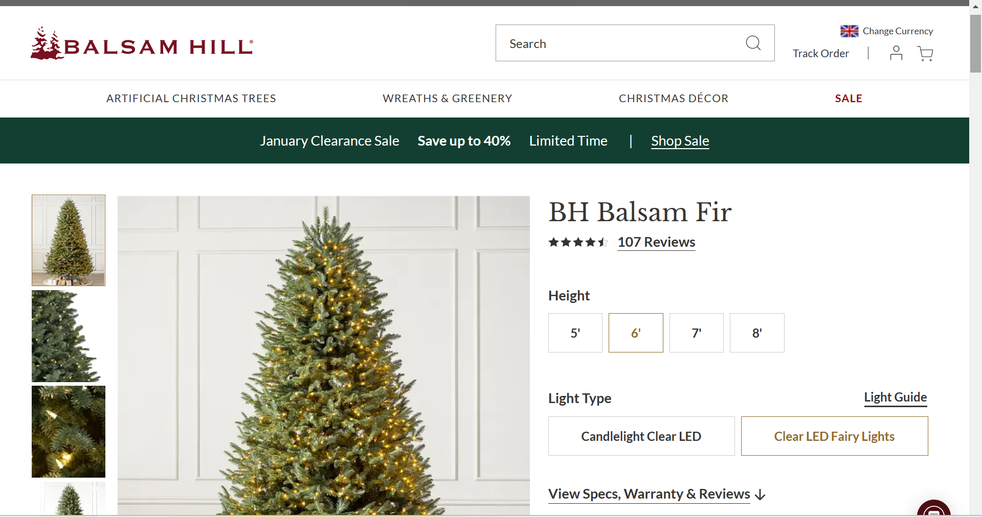 BH (The worlds leading Christmas Trees) BH Balsam Fir 6ft with LED Clear Fairy Lights. RRP £969. - Image 2 of 2