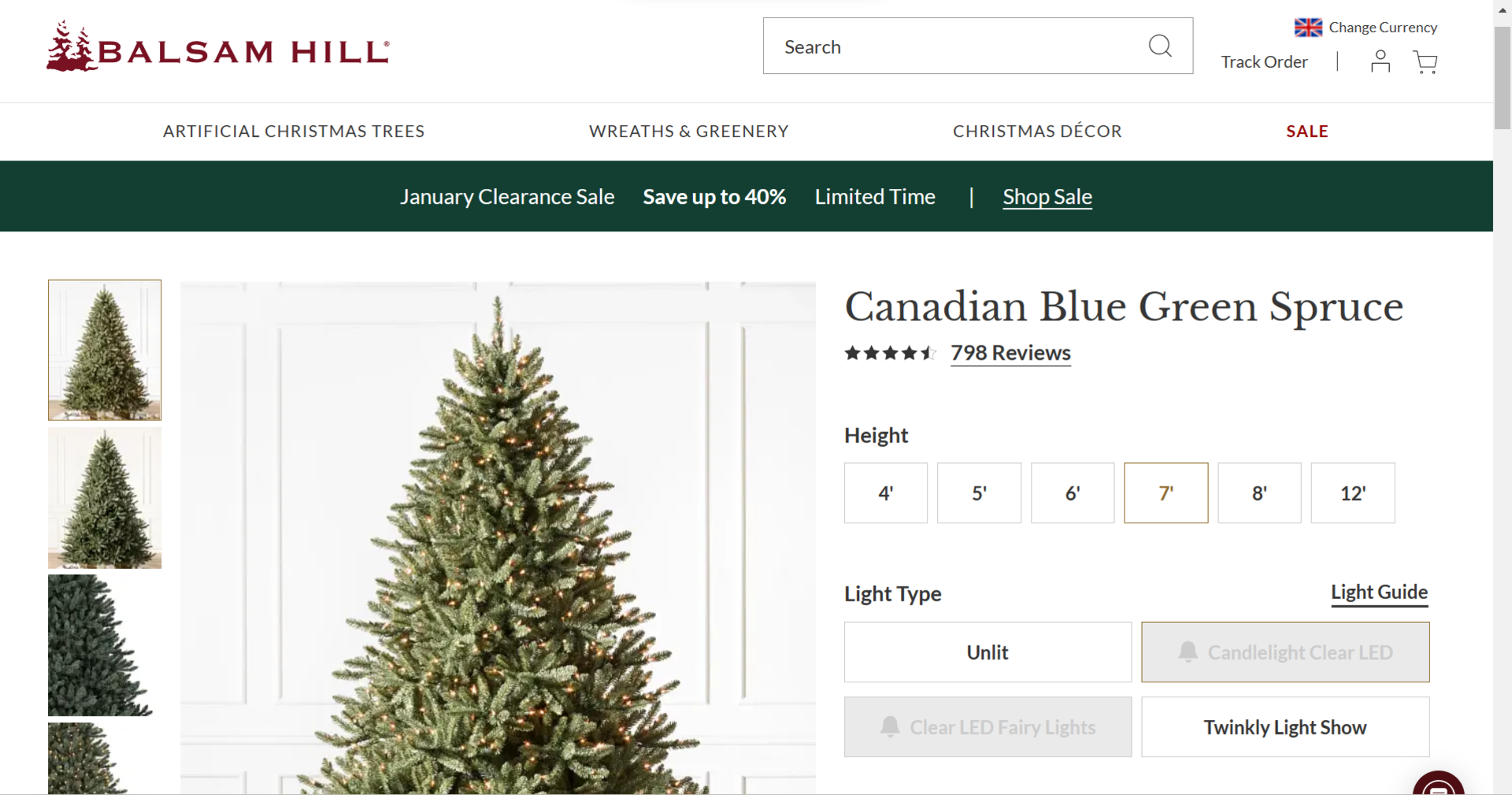 BH (The worlds leading Christmas Trees) Canadian Blue Green Spruce 6ft with LED Clear Lights. RRP £ - Image 2 of 2