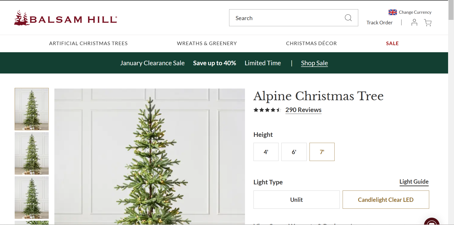 BH (The worlds leading Christmas Trees) Alpine Christmas Tree 4ft with LED Clear Lights. RRP £309. - Image 2 of 2