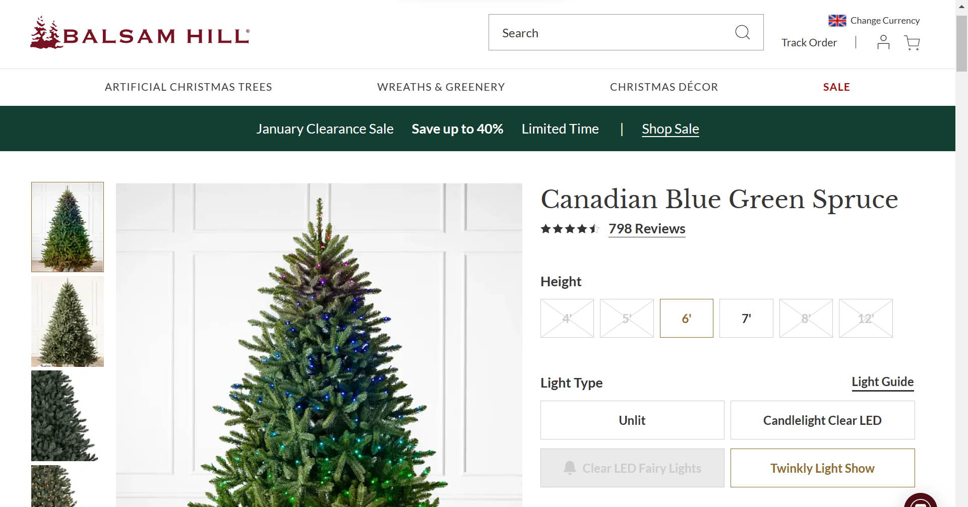 BH (The worlds leading Christmas Trees) Canadian Blue Green Spruce 6ft with LED Twinkly Lights. - Image 2 of 2