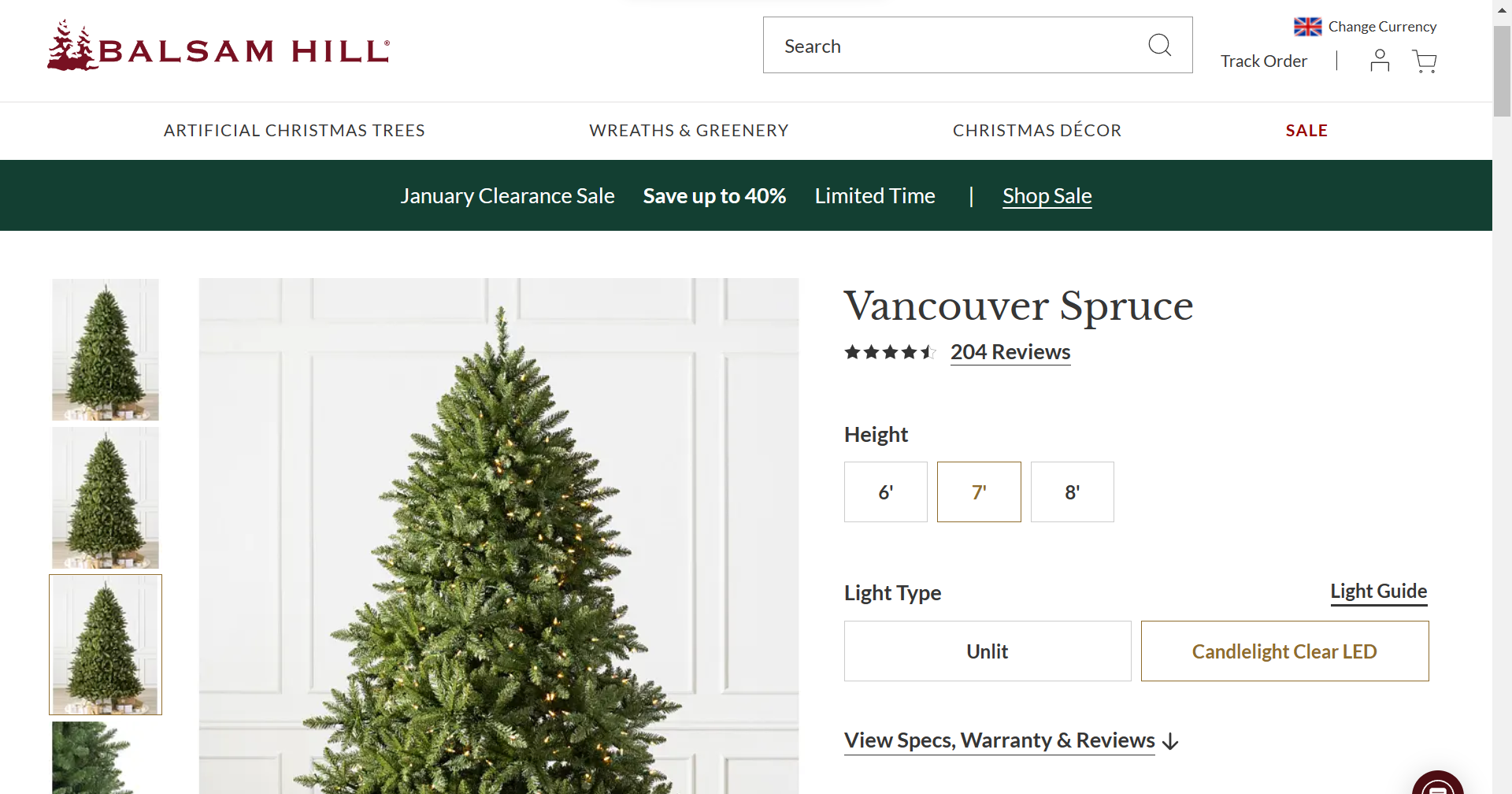 BH (The worlds leading Christmas Trees) Vancouver Spruce 7ft with LED Clear Lights. RRP £999.00. Our - Image 2 of 2