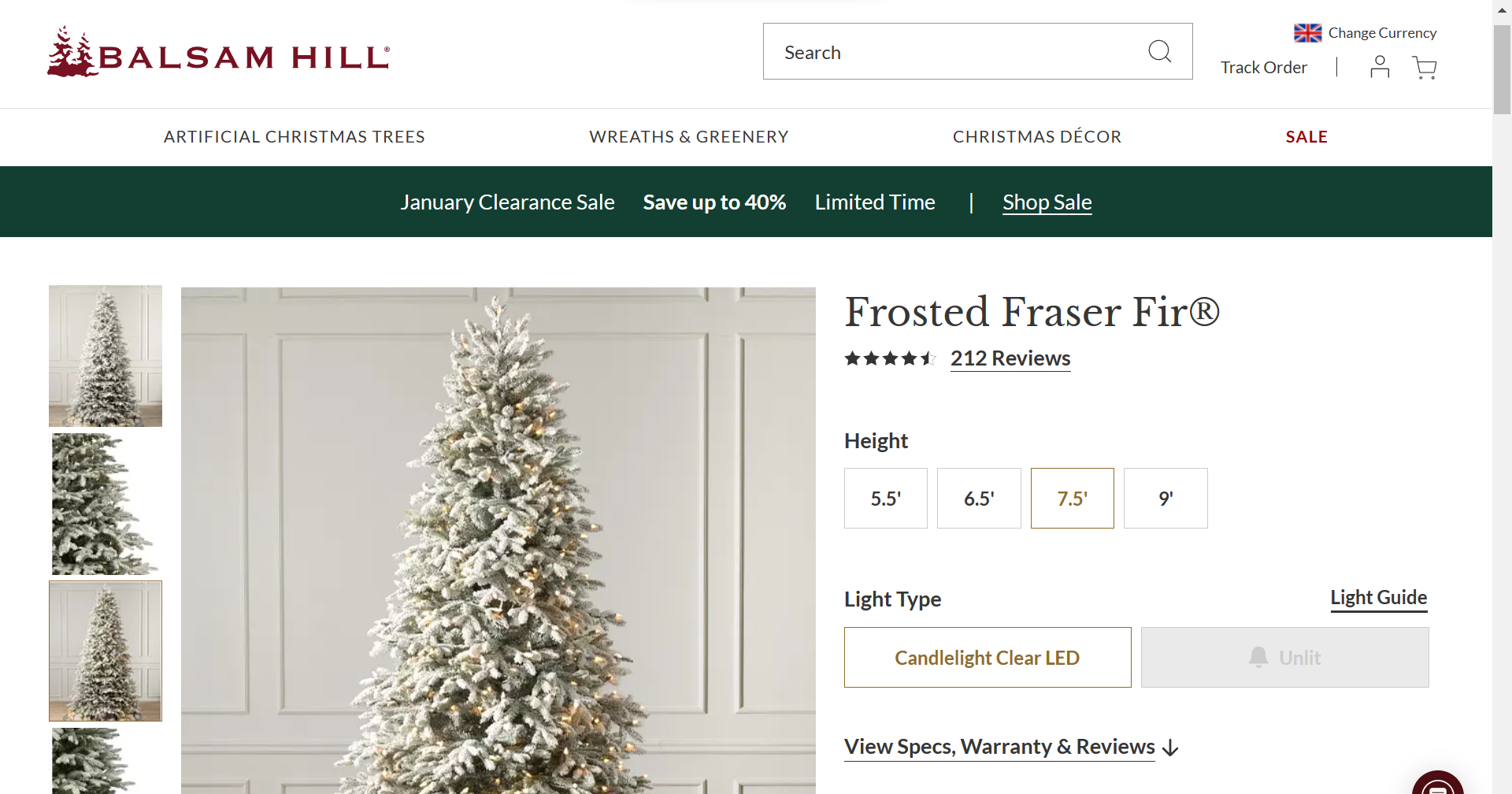BH (The worlds leading Christmas Trees) Frosted Fraser Fir 6ft with LED Clear Lights. RRP £749.00. - Image 2 of 2