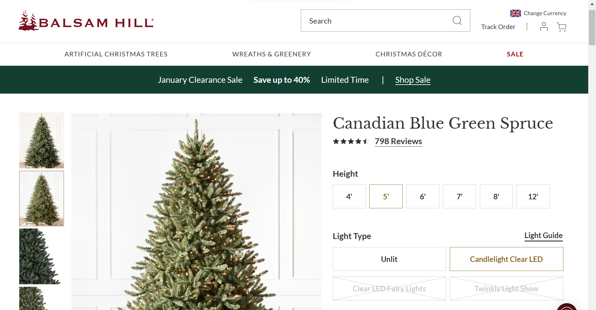 BH (The worlds leading Christmas Trees) Canadian Blue Green Spruce 5ft with LED Clear Lights. RRP £ - Image 2 of 2