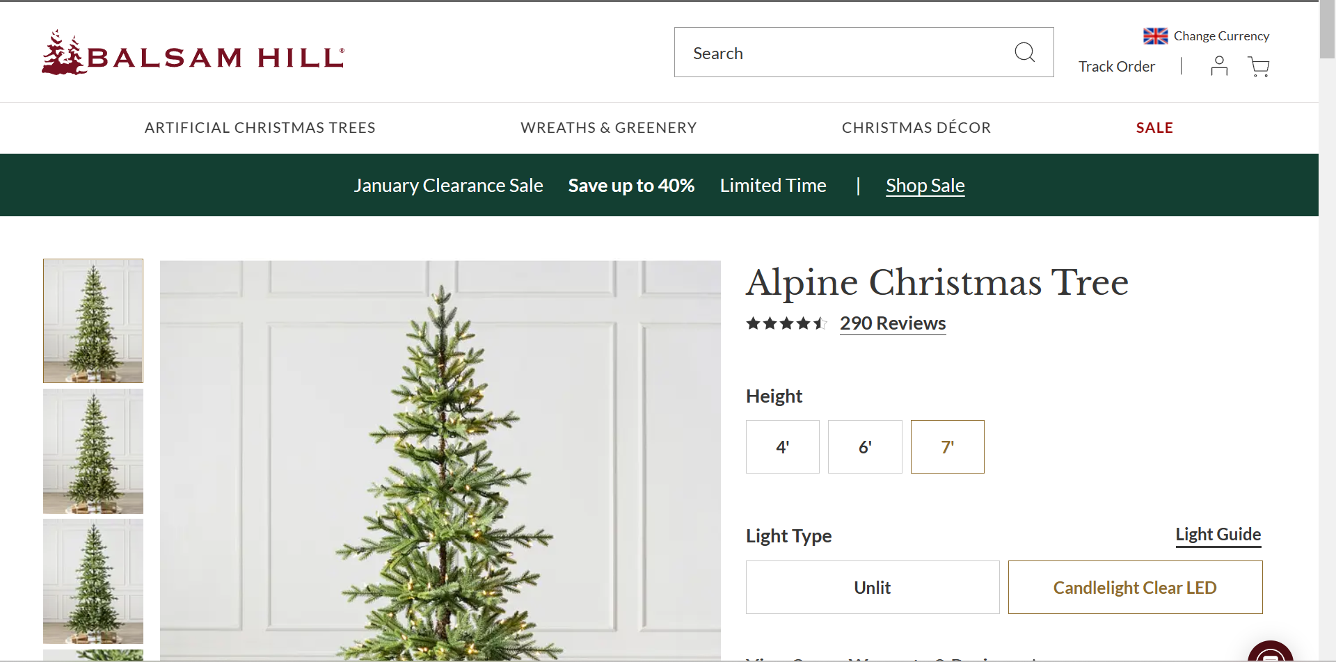 BH (The worlds leading Christmas Trees) Alpine Christmas Tree 7ft with LED Clear Lights. RRP £509. - Image 2 of 2