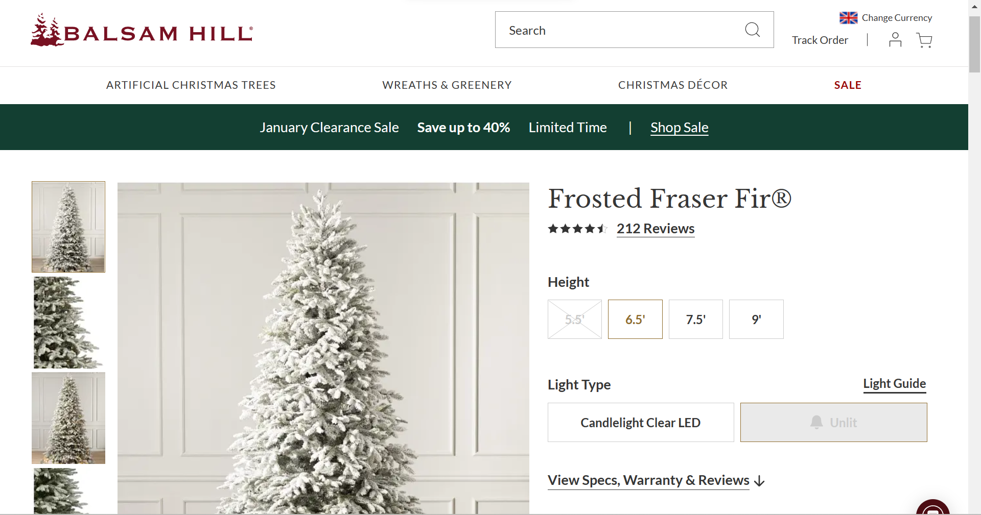 BH (The worlds leading Christmas Trees) Frosted Fraser Fir 6ft with LED Clear Lights. RRP £599.00. - Image 2 of 2