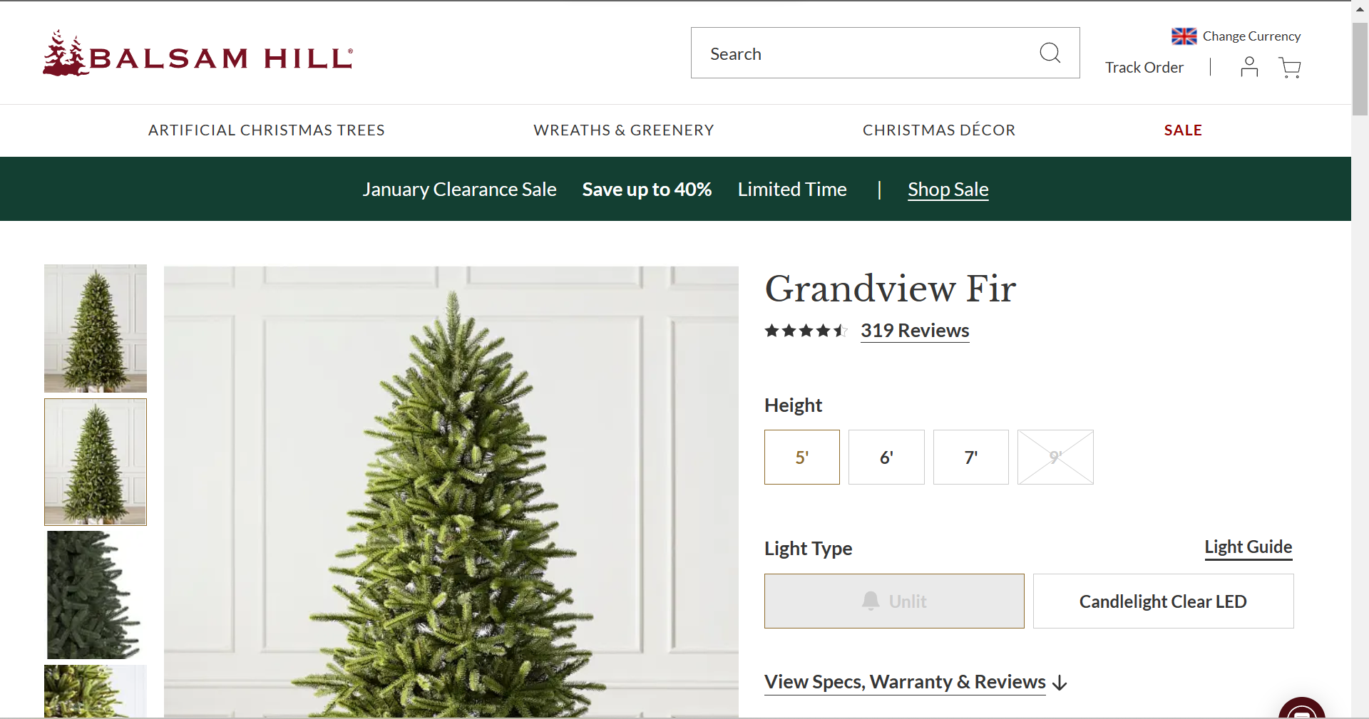 BH (The worlds leading Christmas Trees) Grandview Fir 5ft Unlit Tree. RRP £349.00. Make the season - Image 2 of 2