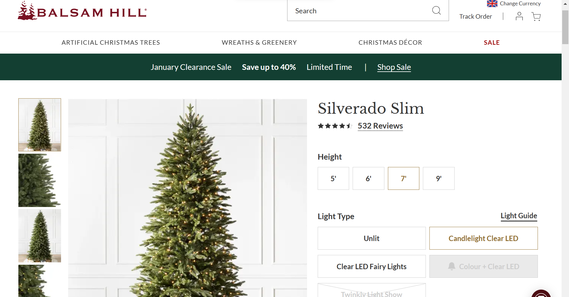 BH (The worlds leading Christmas Trees) Silverado Slim 7ft with LED Clear Lights. RRP £699.00. - Image 2 of 2