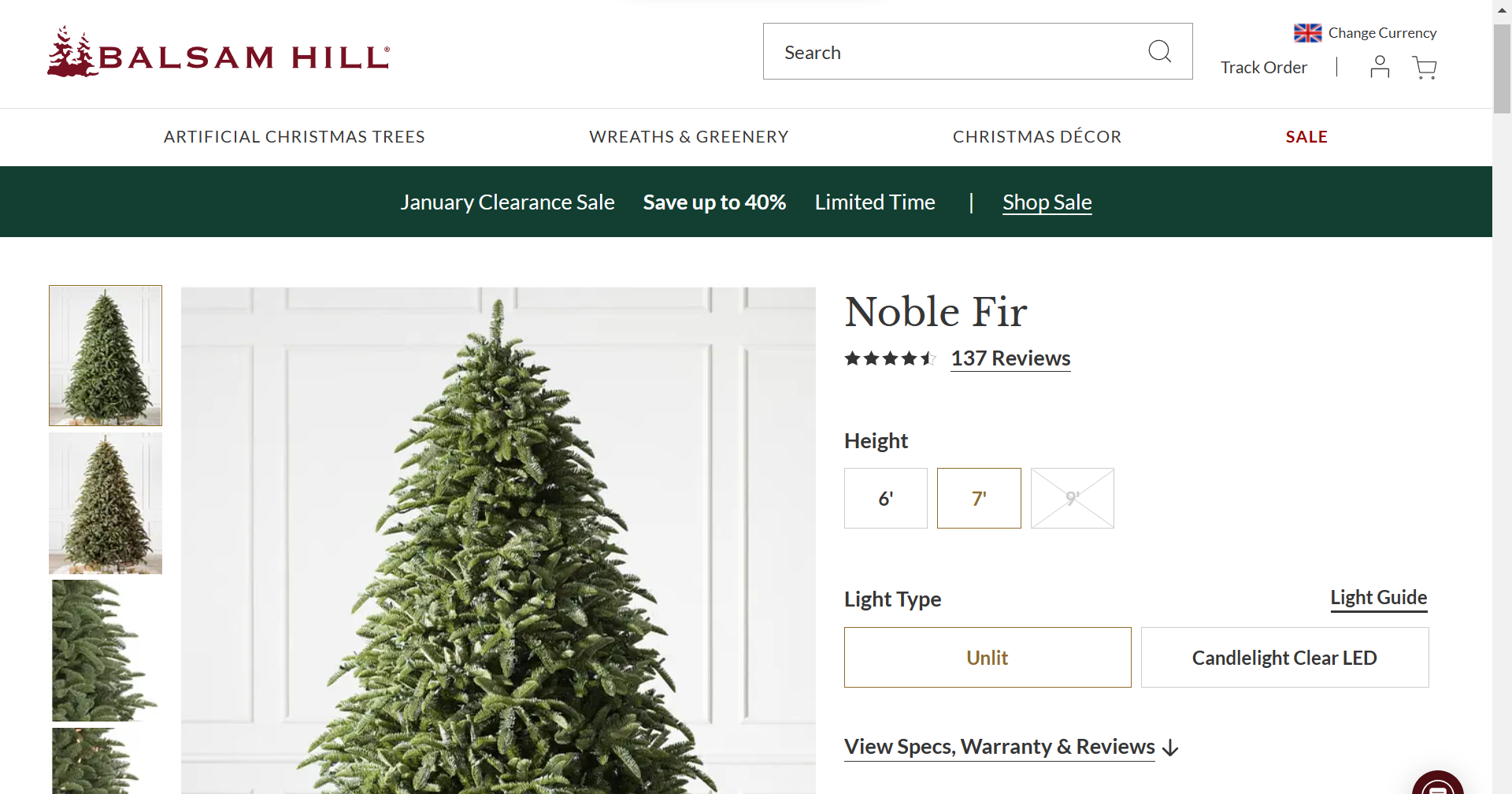 BH (The worlds leading Christmas Trees) Noble Fir 7ft Unlit Tree. RRP £949.00. Bring the enchantment - Image 2 of 2