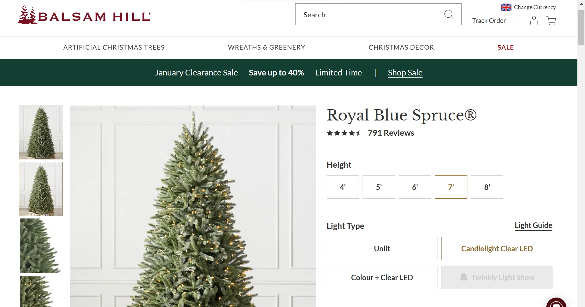 BH (The worlds leading Christmas Trees) Royal Blue Spruce 7ft with LED Clear Lights. RRP £799.00. - Image 2 of 2