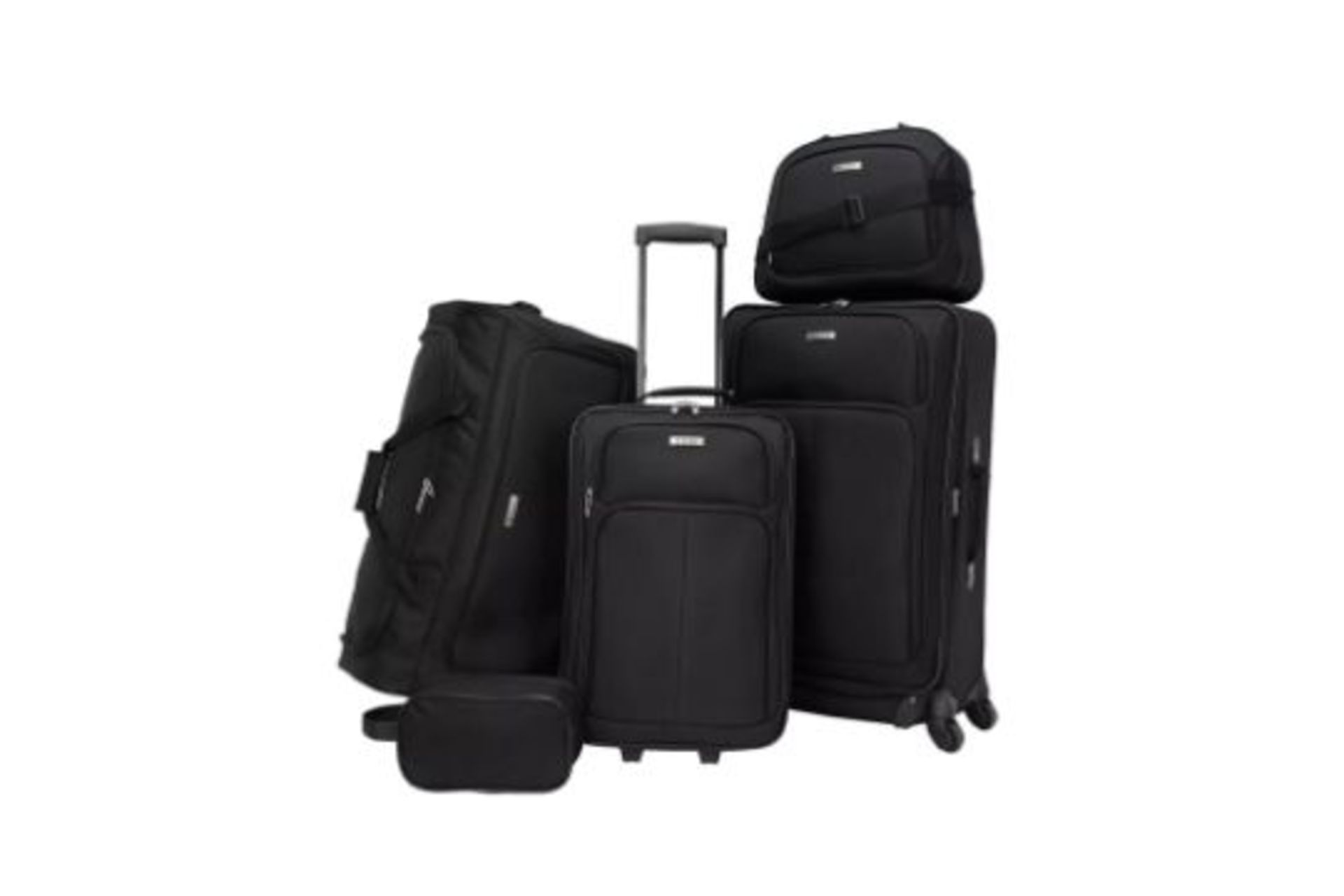 PALLET TO CONTAIN 12 X NEW SETS OF TAG Ridgefield Black 5 Piece Softside Luggage Sets. RRP $300