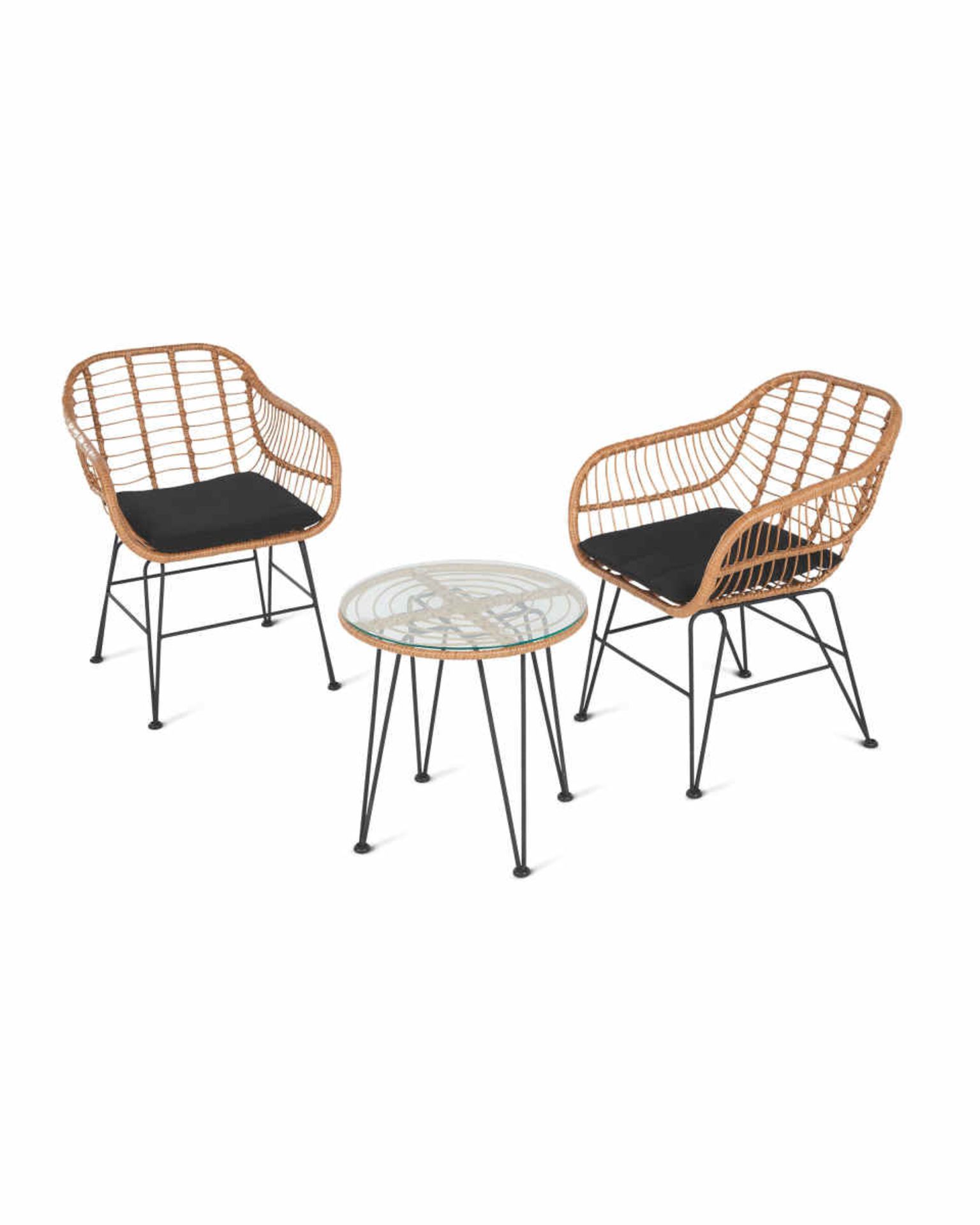 Bamboo Style Rattan Bistro Set. Enjoy your balcony view whilst relaxing on this stunning Deluxe
