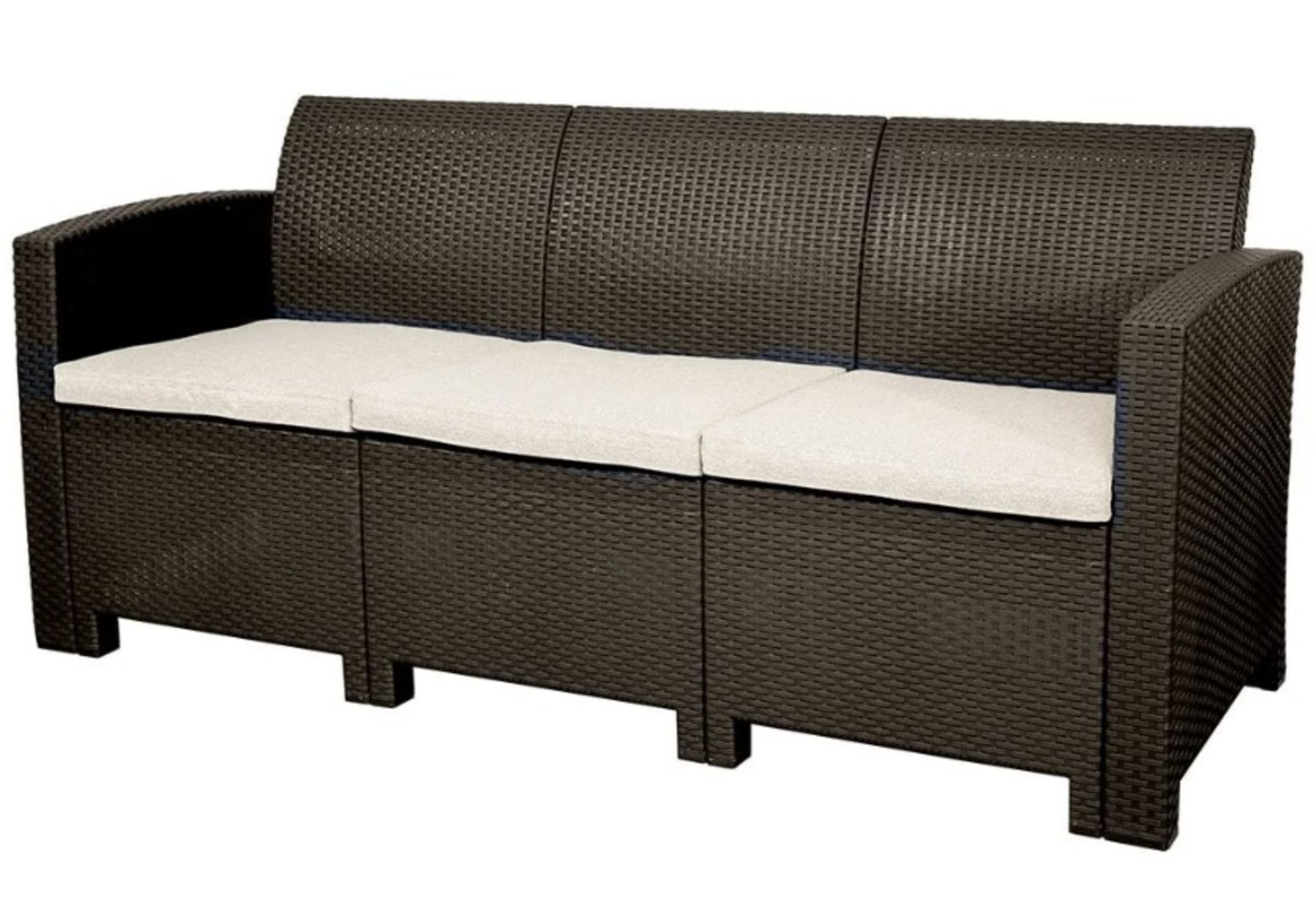 New Boxed Marbella 3-Seater Rattan-Effect Sofa in Brown. RRP £399.99. With a unique modern finish, - Image 4 of 4