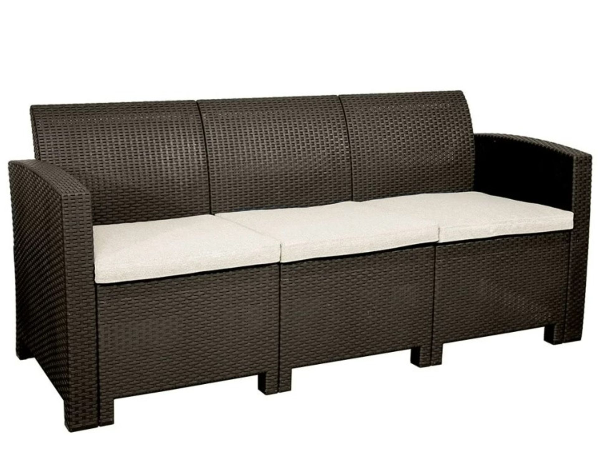 New Boxed Marbella 3-Seater Rattan-Effect Sofa in Brown. RRP £399.99. With a unique modern finish, - Image 2 of 4