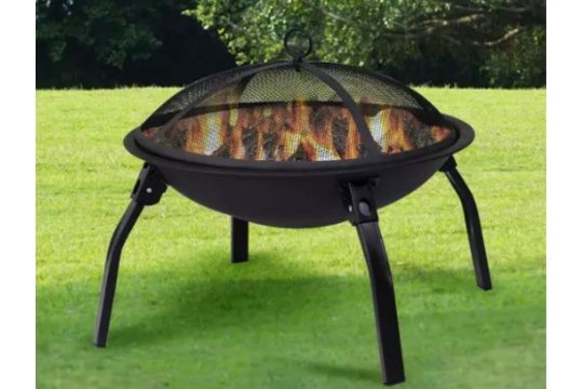 New Boxed Portable Folding Fire Pit BBQ 4 Leg Fire bowl Cooking Campfire. RRP £119.99. This