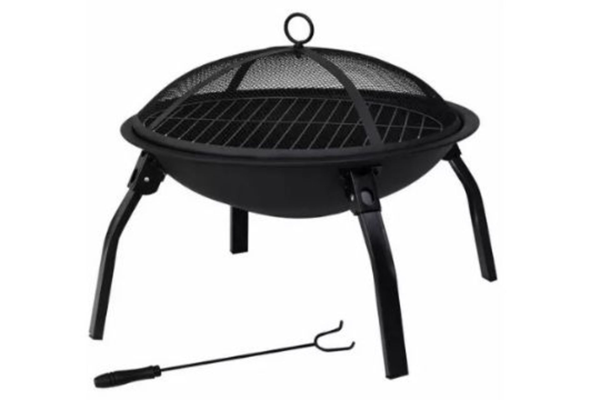 New Boxed Portable Folding Fire Pit BBQ 4 Leg Fire bowl Cooking Campfire. RRP £119.99. This - Image 2 of 3