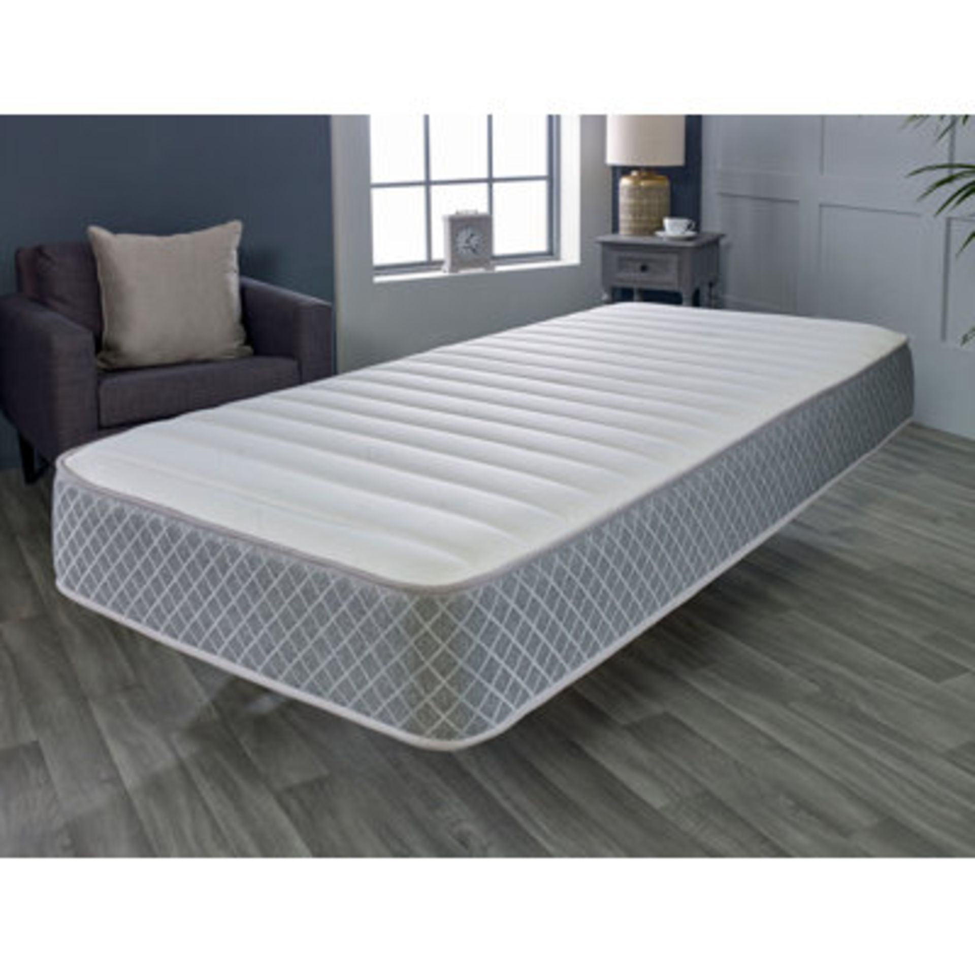 White Noise Hybrid Memory Foam Open Coil Mattress. Single. The Nebraska mattress is approximately