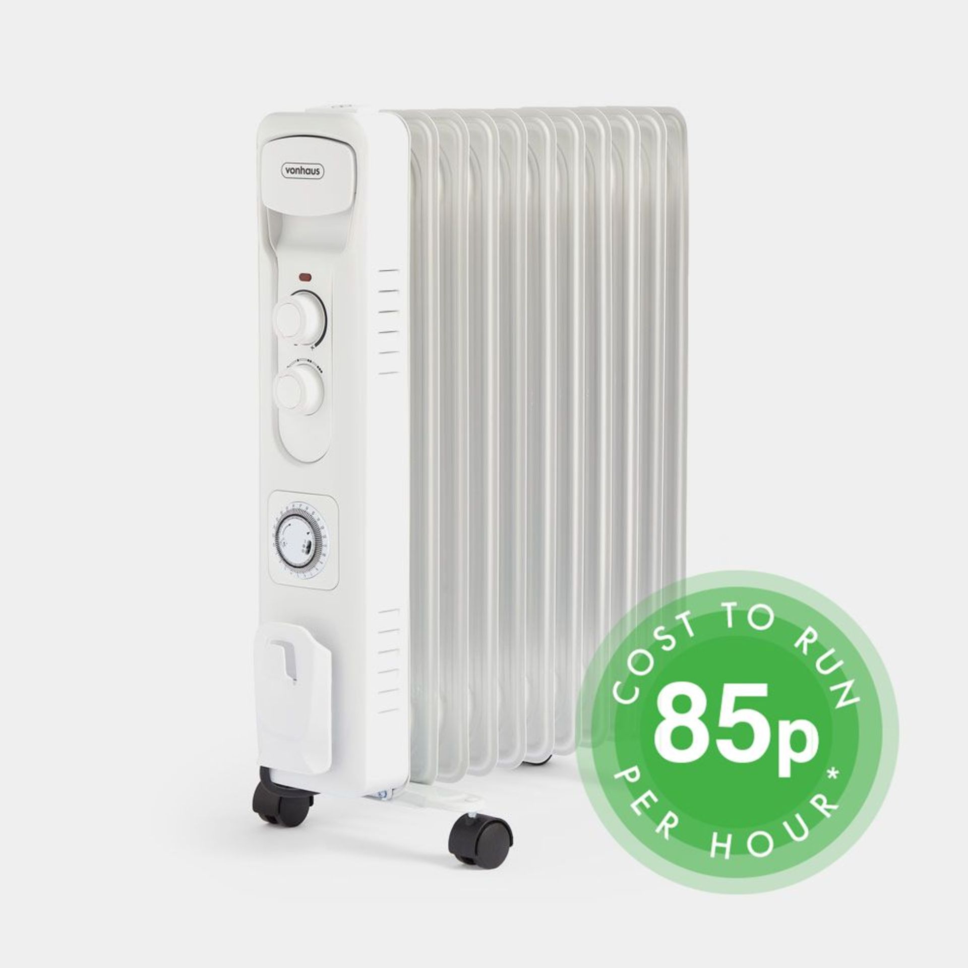 11 Fin 2500W Oil Filled Radiator - White. The radiator is equipped with fantastic safety features