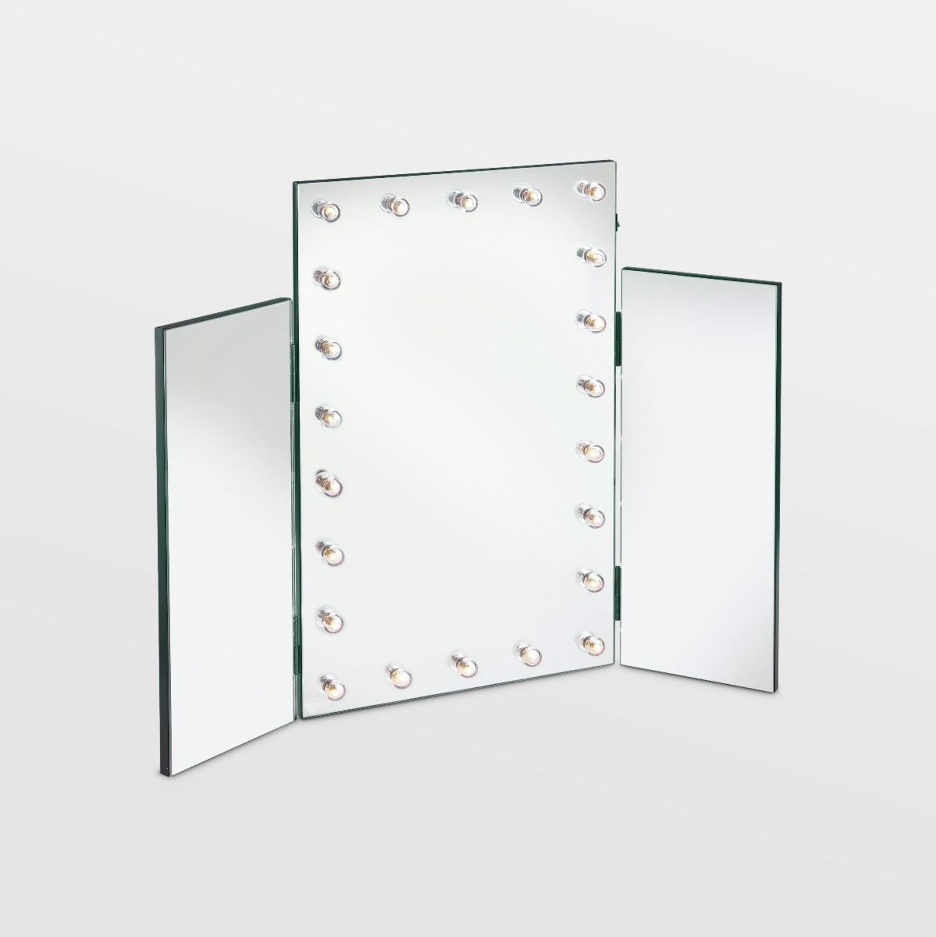 Trifold Mirror with Warm LED Lights. Recreate classic Hollywood glamour with the Beautify Tri-Fold