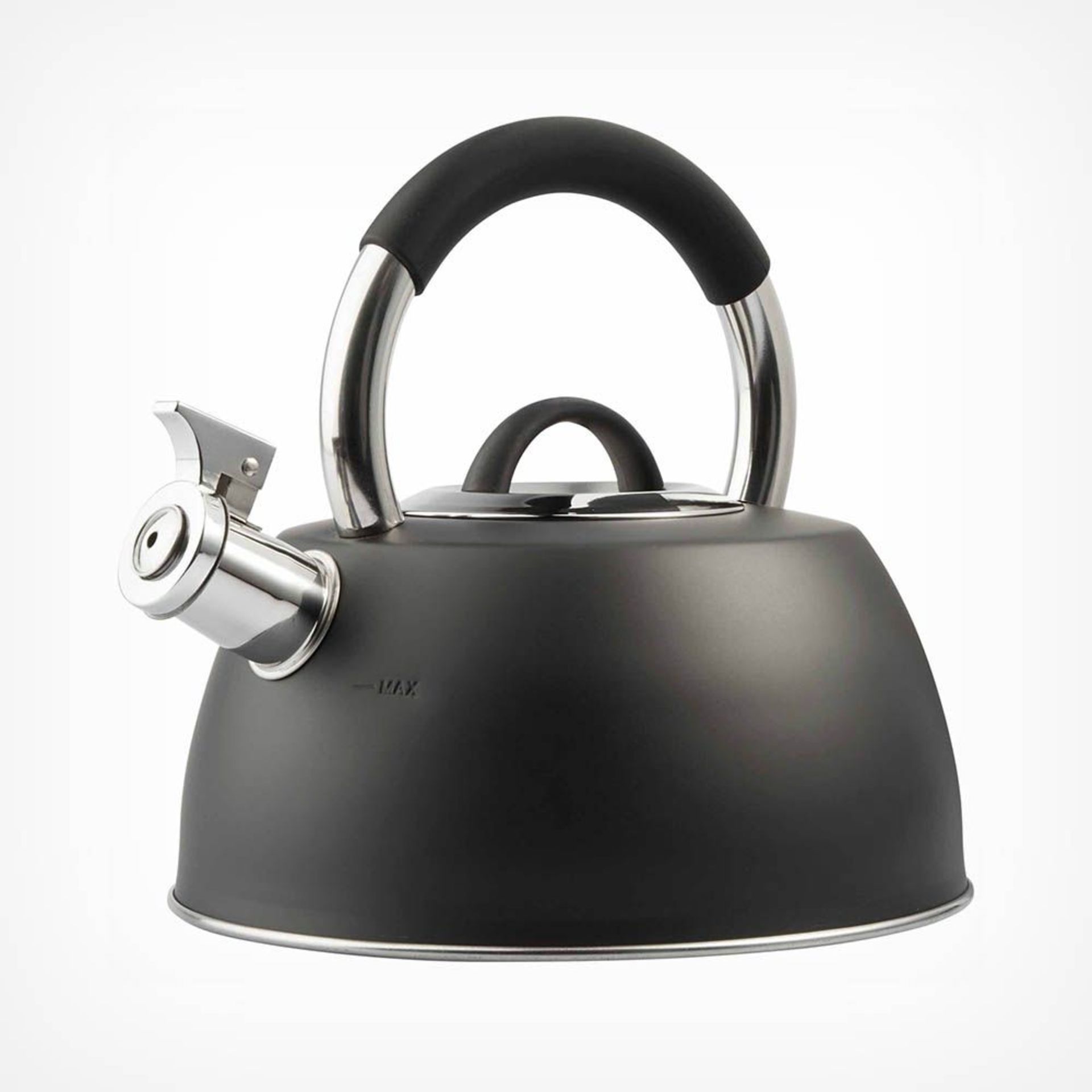 2.5L Black Whistling Stove Top Kettle. Constructed using stainless steel for its superior thermal