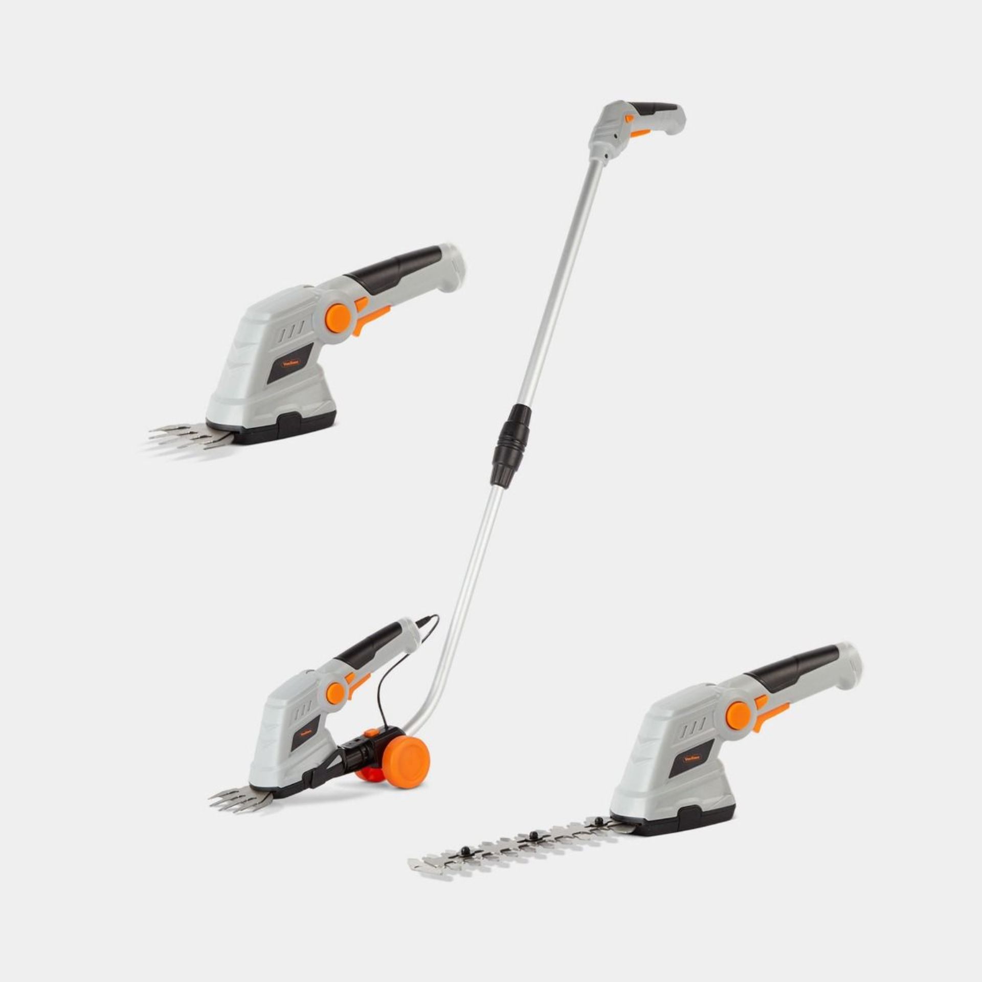 7.2V 2 in 1 Hedge & Grass Trimmer. With a 170mm-long trimmer blade and a 90mm-wide grass shearing