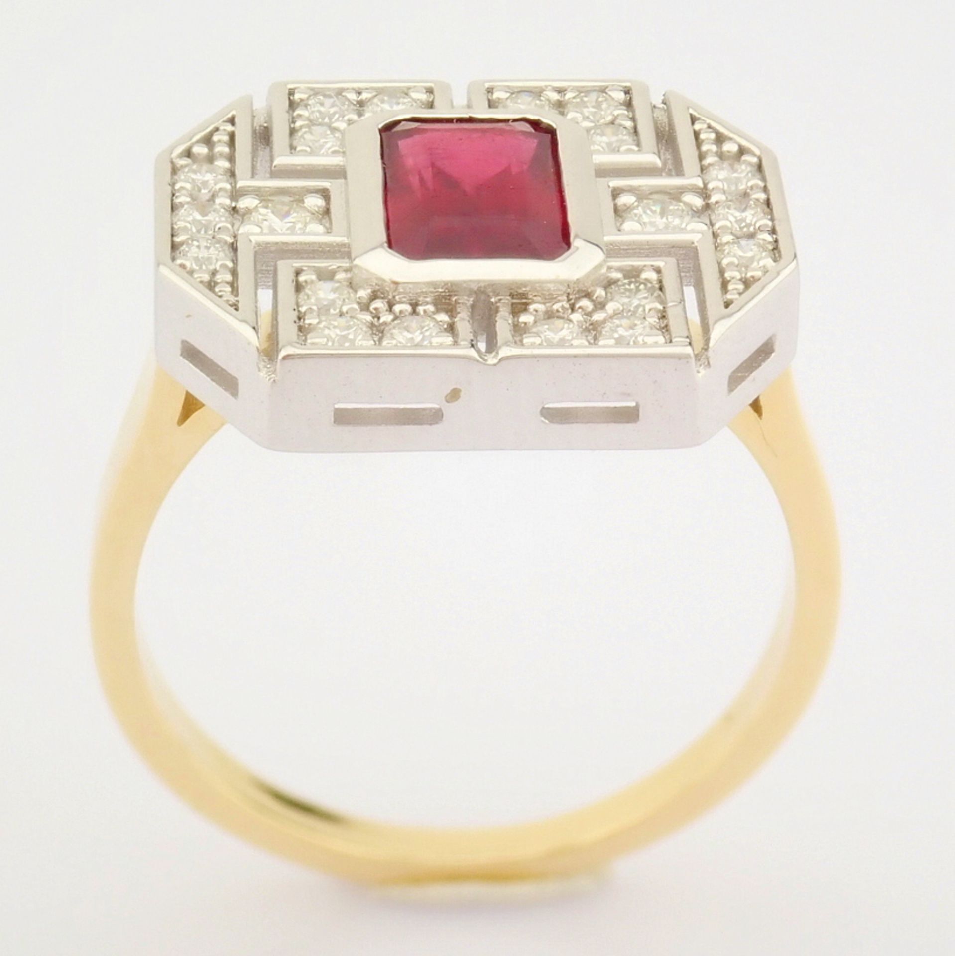 Certificated 14K Yellow and White Gold Diamond & Ruby Ring (Total 1.82 ct Stone) - Image 3 of 6