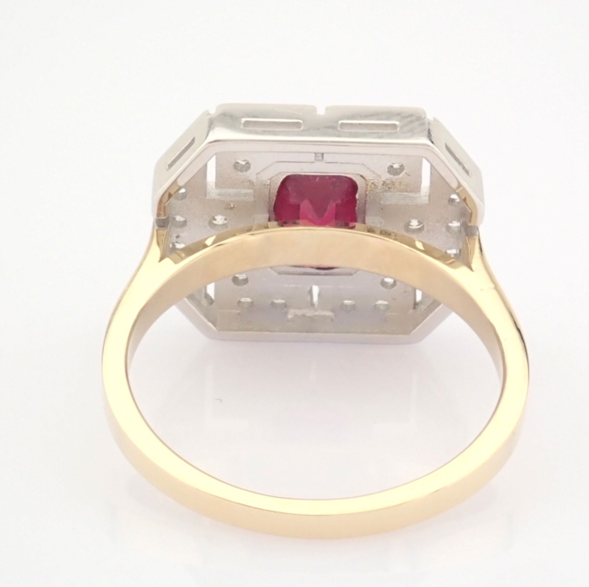 Certificated 14K Yellow and White Gold Diamond & Ruby Ring (Total 1.82 ct Stone) - Image 5 of 6