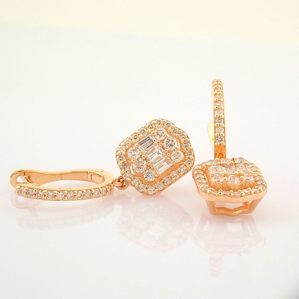 Certificated 14K Rose/Pink Gold Diamond Earring (Total 0.85 ct Stone) - Image 8 of 8