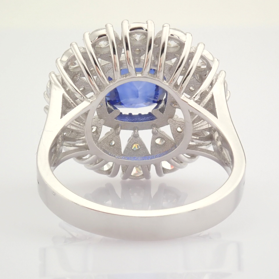 Certificated 14K White Gold Diamond & Sapphire Ring (Total 3.17 ct Stone) - Image 8 of 13