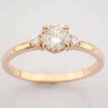 Certificated 14K Rose/Pink Gold Diamond Ring (Total 0.58 ct Stone)