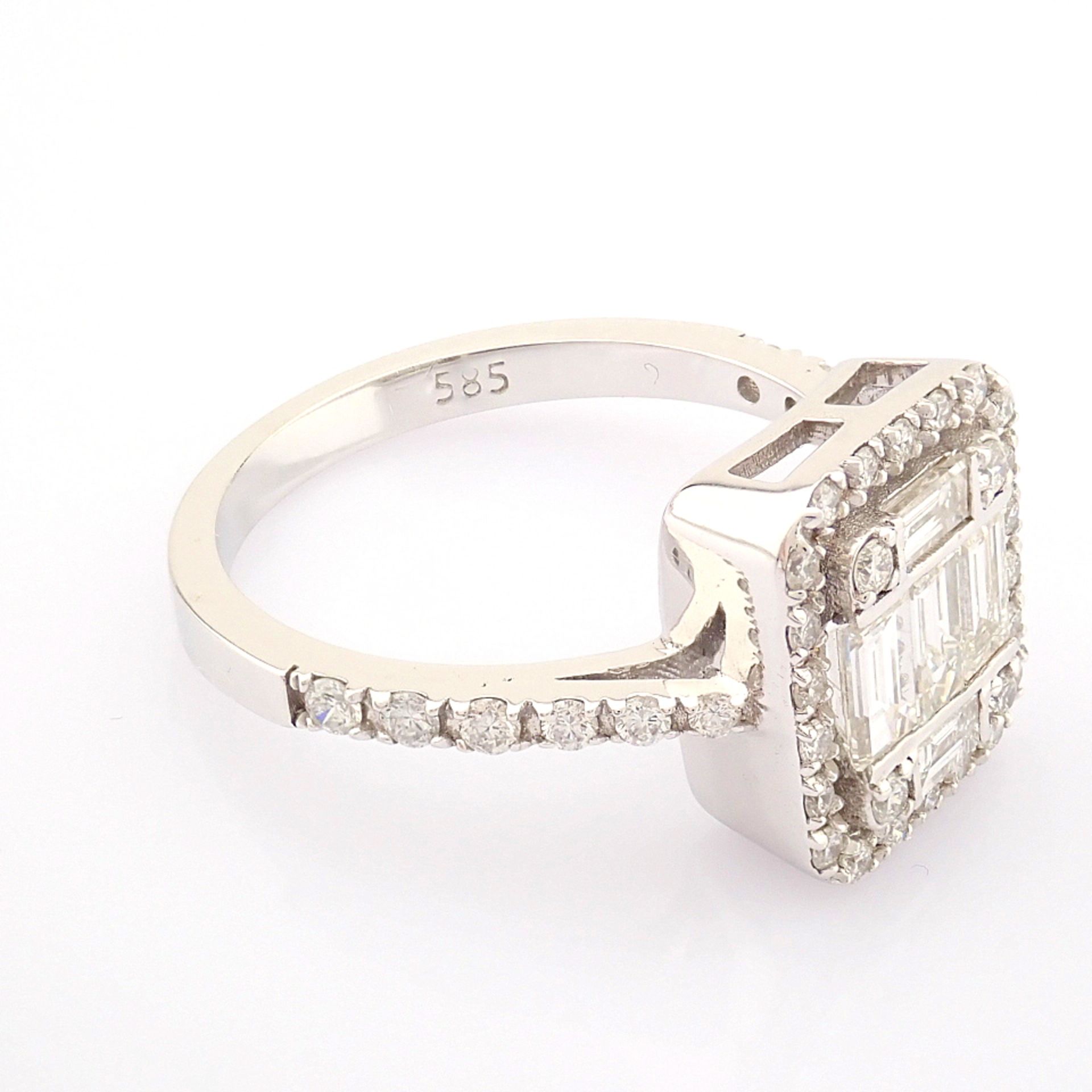 Certificated 14K White Gold Baguette Diamond & Diamond Ring (Total 1.11 ct Stone) - Image 9 of 14