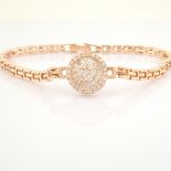 Certificated 14K Rose/Pink Gold Diamond & Baguette Diamond Bracelet (Total 0.52 ct Stone)