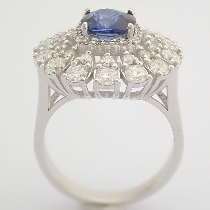 Certificated 14K White Gold Diamond & Sapphire Ring (Total 3.17 ct Stone) - Image 11 of 13